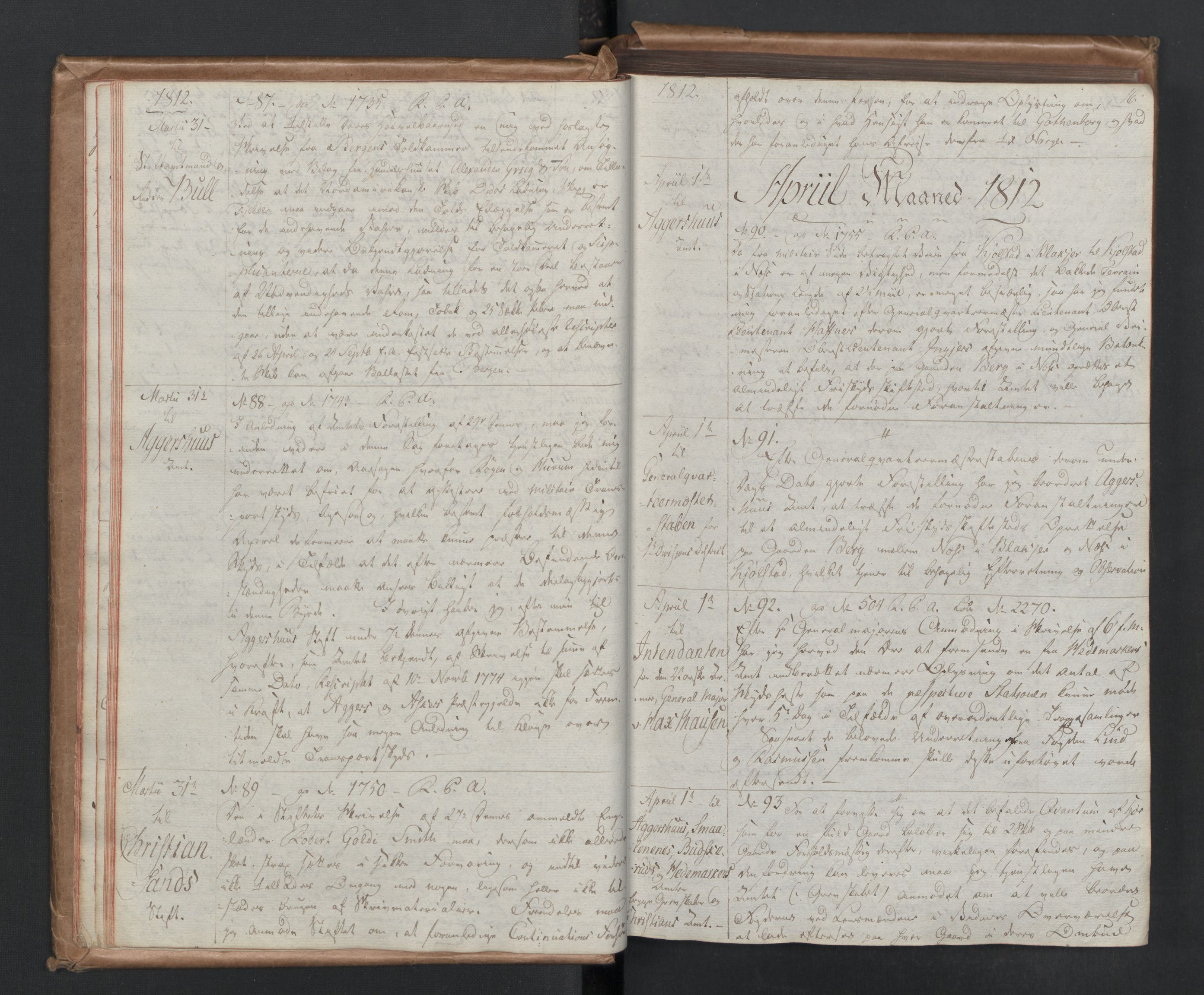 Stattholderembetet 1810-1814, 1. kontor (Kontor A), AV/RA-EA-2872/Bc/L0002: Korrespondanseprotokoll, 1812-1814, p. 15b-16a