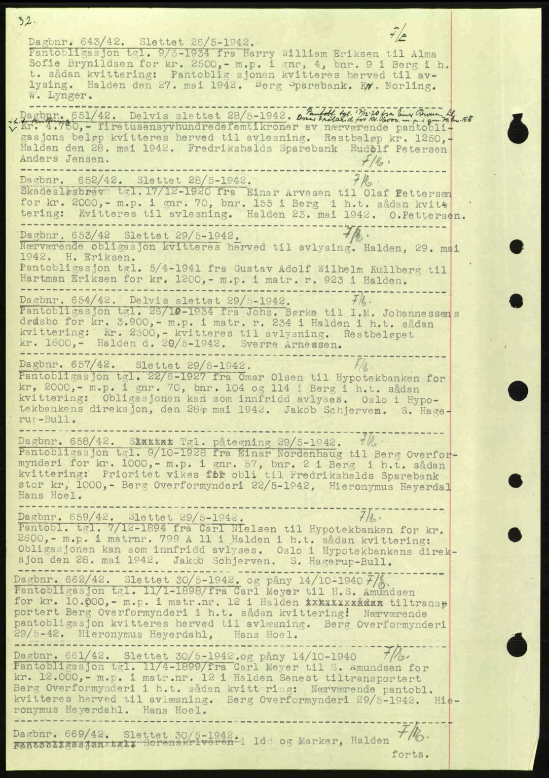 Idd og Marker sorenskriveri, AV/SAO-A-10283/G/Gb/Gbc/L0002: Mortgage book no. B4-9a, 1939-1945, Diary no: : 643/1942