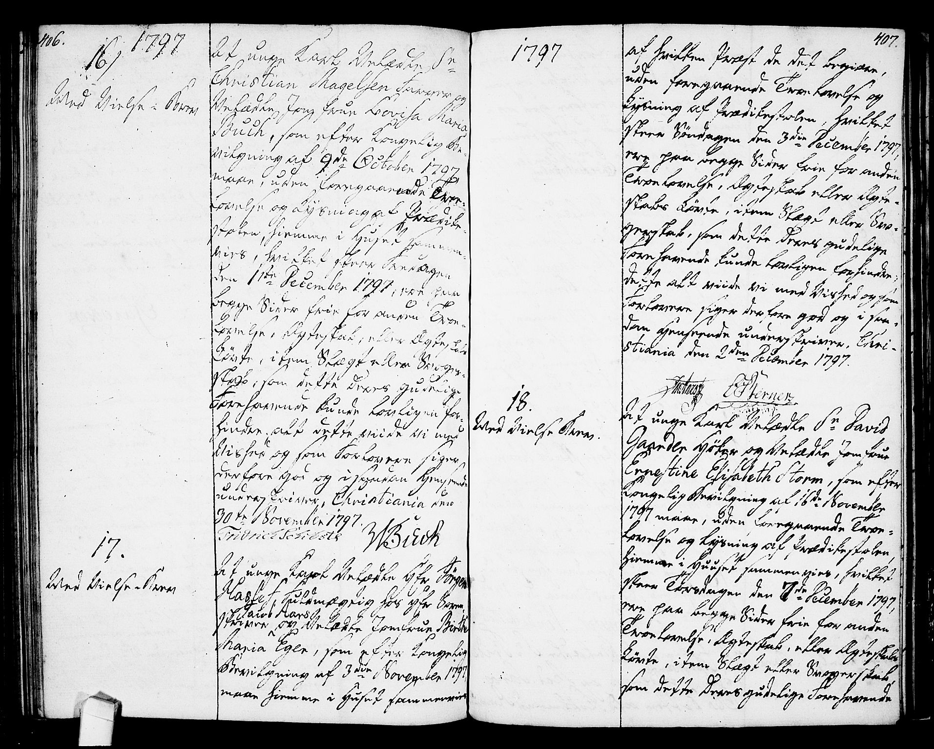Oslo domkirke Kirkebøker, AV/SAO-A-10752/L/La/L0010: Best man's statements no. 10, 1789-1807, p. 406-407