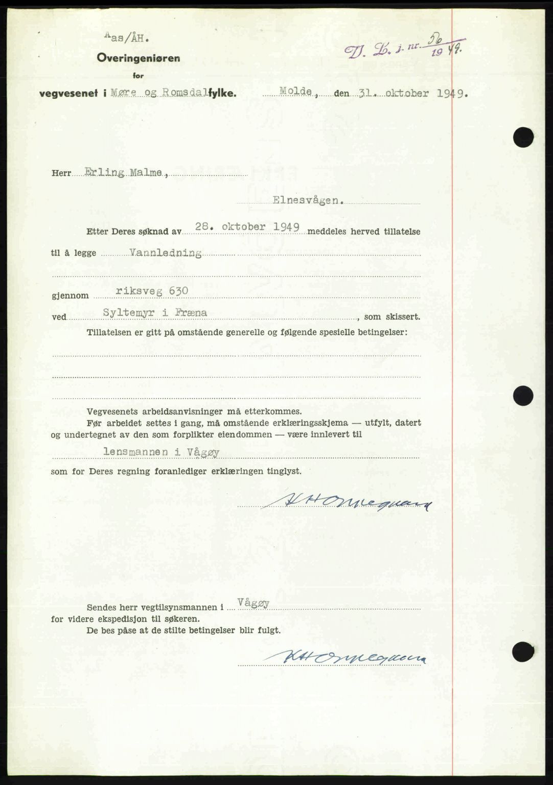 Romsdal sorenskriveri, AV/SAT-A-4149/1/2/2C: Mortgage book no. A31, 1949-1949, Diary no: : 3116/1949