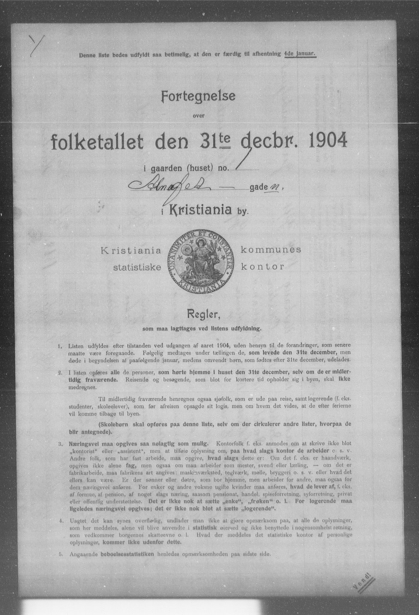 OBA, Municipal Census 1904 for Kristiania, 1904, p. 367