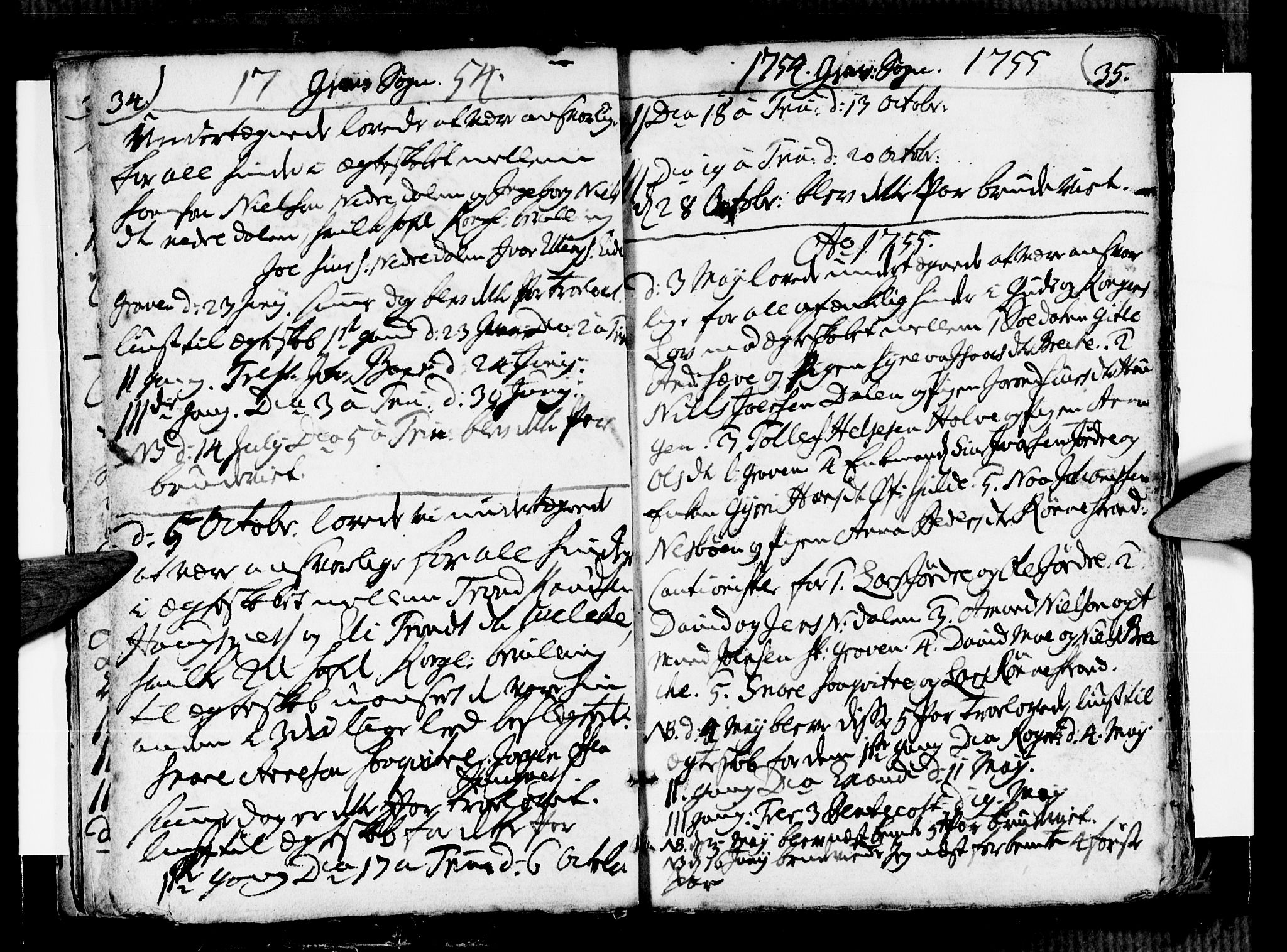 Ulvik sokneprestembete, SAB/A-78801/H/Haa: Parish register (official) no. A 9, 1743-1792, p. 34-35