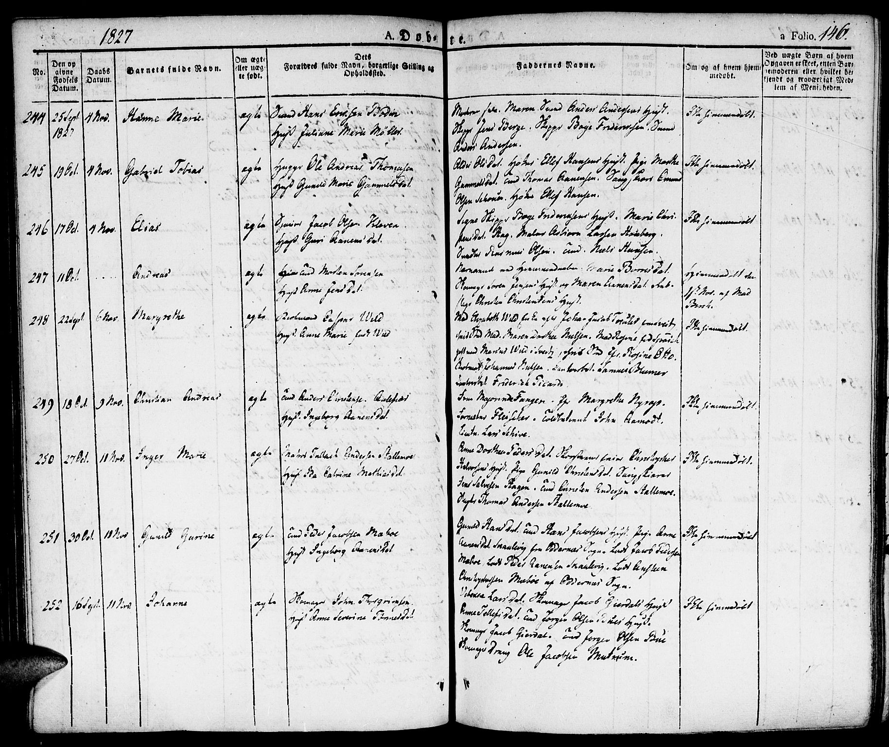 Kristiansand domprosti, SAK/1112-0006/F/Fa/L0009: Parish register (official) no. A 9, 1821-1827, p. 146