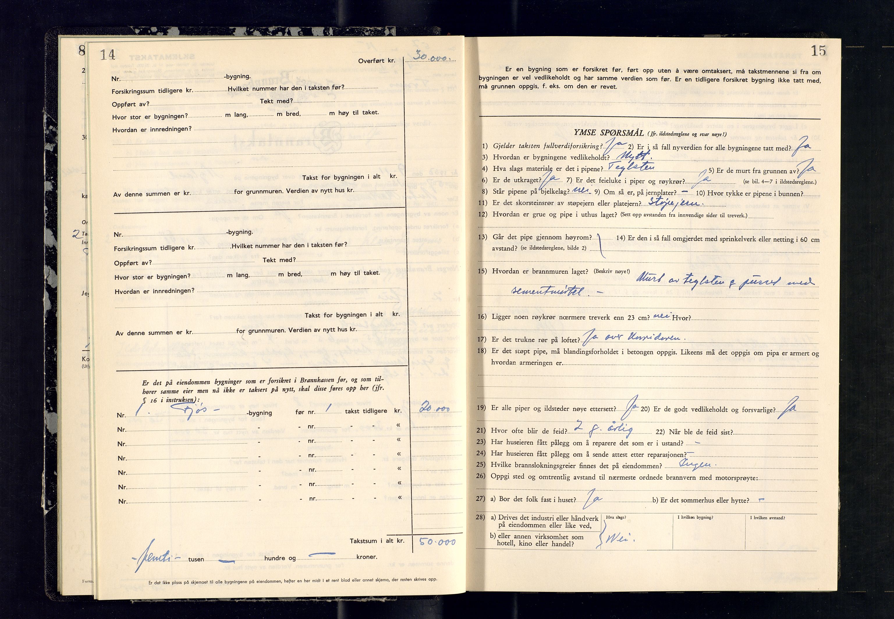 Skjervøy lensmannskontor, AV/SATØ-SATØ-63/F/Fu/Fub/L0275: Branntakstprotokoll (S), 1950-1951, p. 14-15