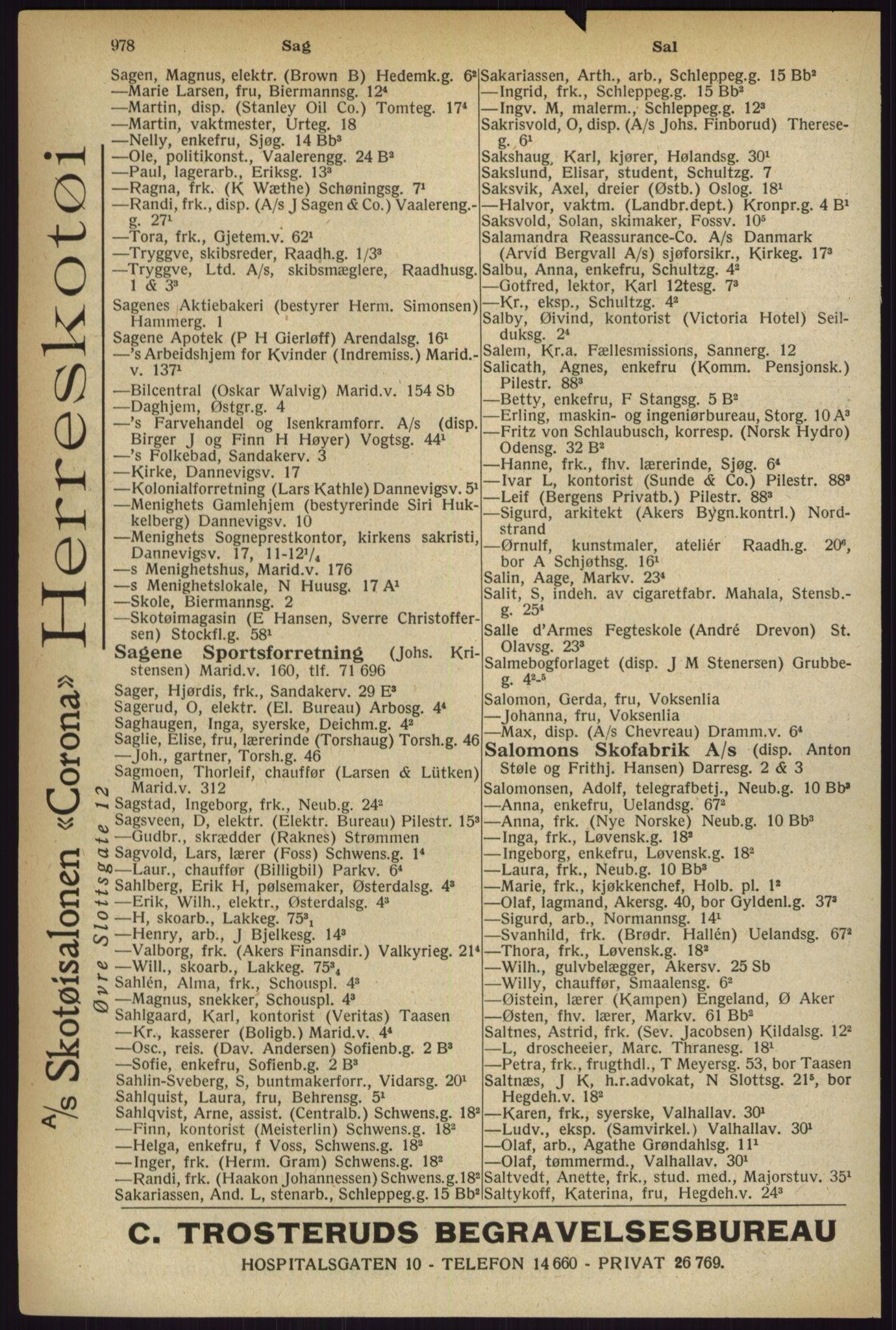 Kristiania/Oslo adressebok, PUBL/-, 1927, p. 978
