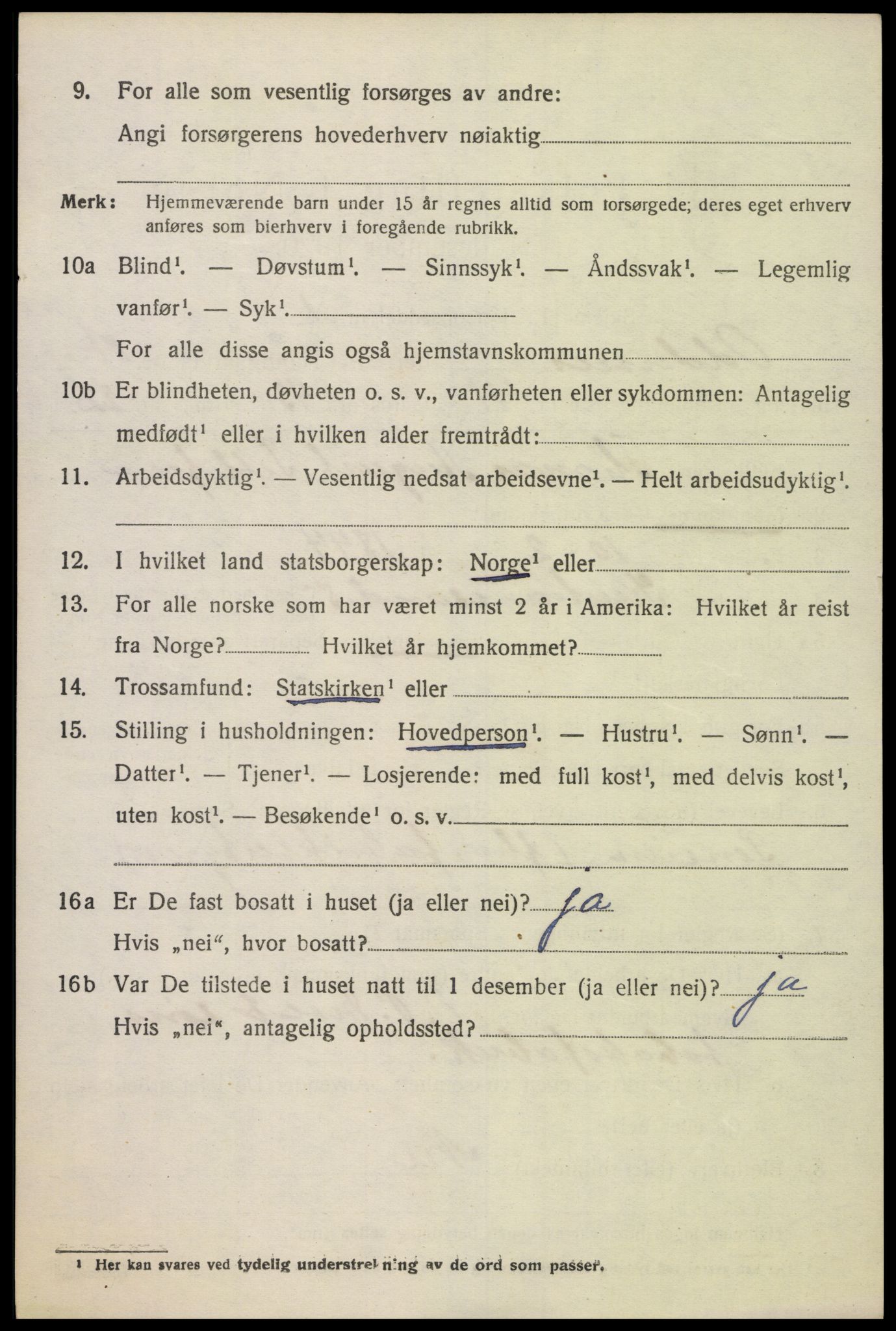 SAK, 1920 census for Oddernes, 1920, p. 9668
