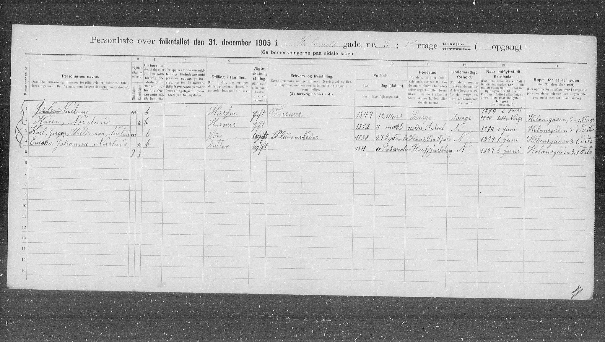 OBA, Municipal Census 1905 for Kristiania, 1905, p. 22302