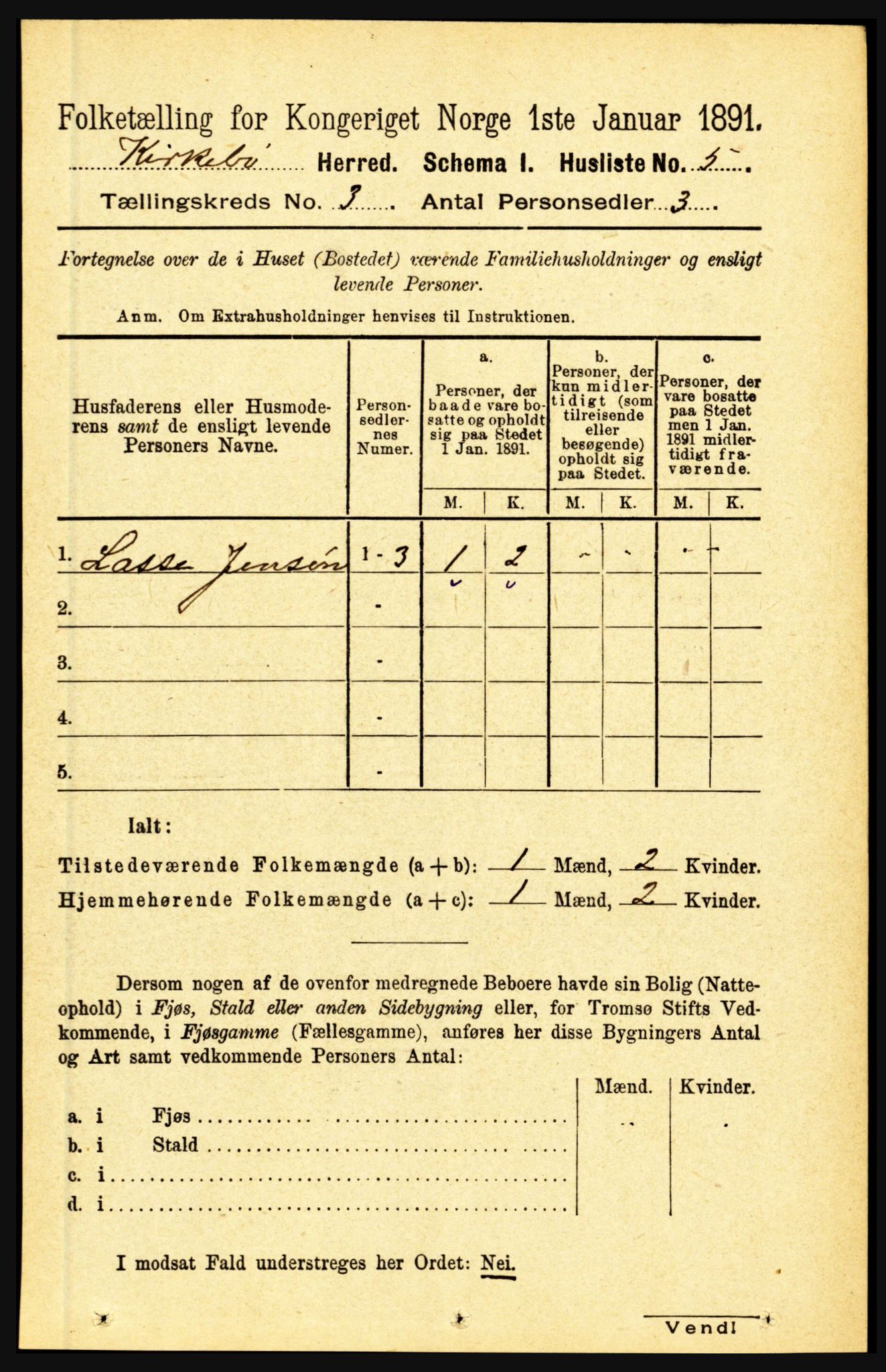 RA, 1891 census for 1416 Kyrkjebø, 1891, p. 496