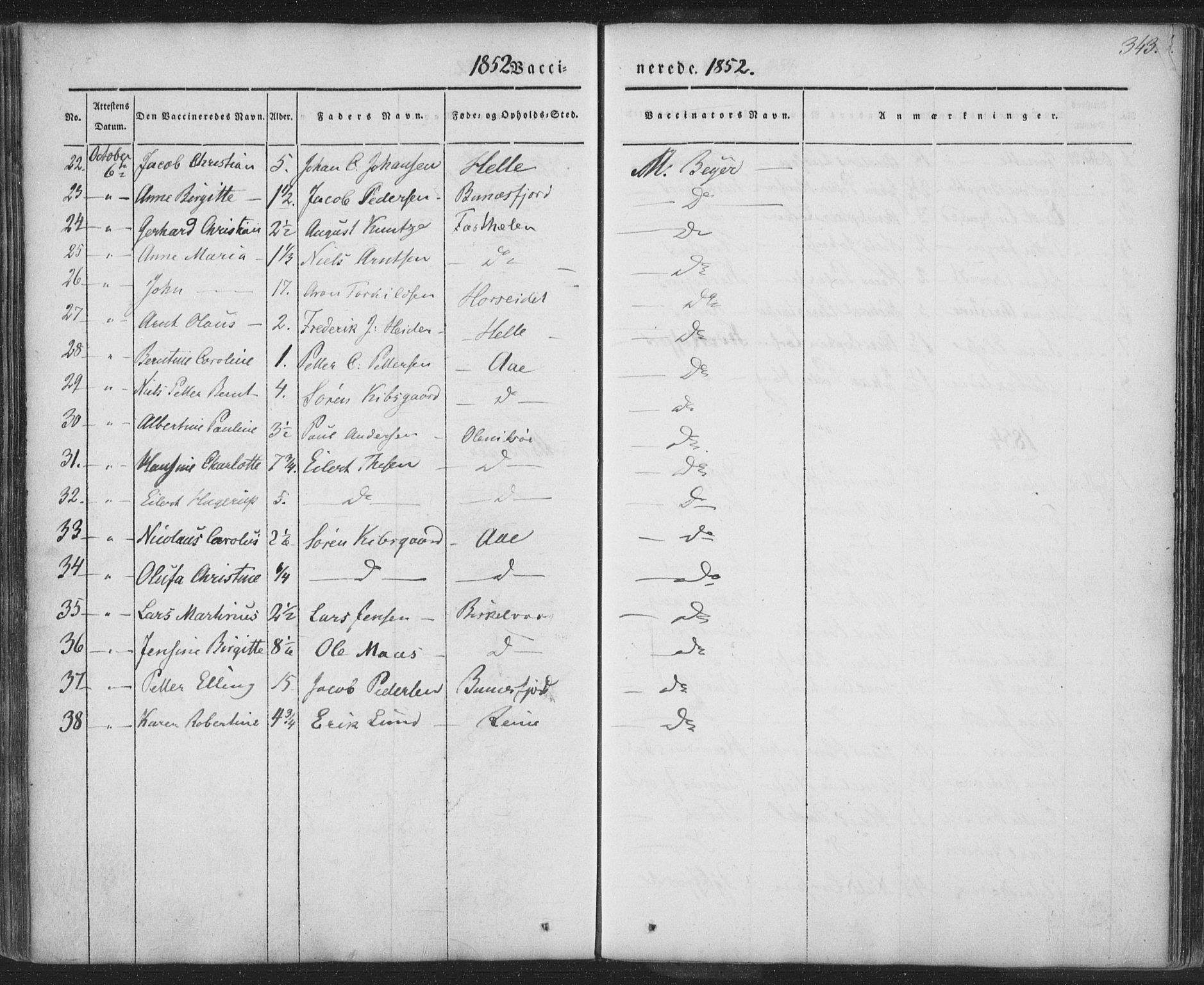 Ministerialprotokoller, klokkerbøker og fødselsregistre - Nordland, AV/SAT-A-1459/885/L1202: Parish register (official) no. 885A03, 1838-1859, p. 343