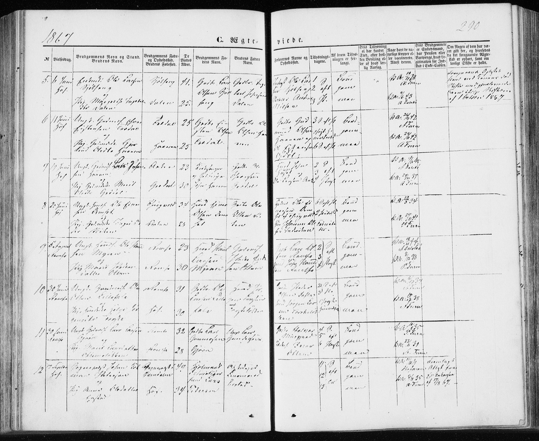 Ministerialprotokoller, klokkerbøker og fødselsregistre - Møre og Romsdal, SAT/A-1454/590/L1013: Parish register (official) no. 590A05, 1847-1877, p. 290