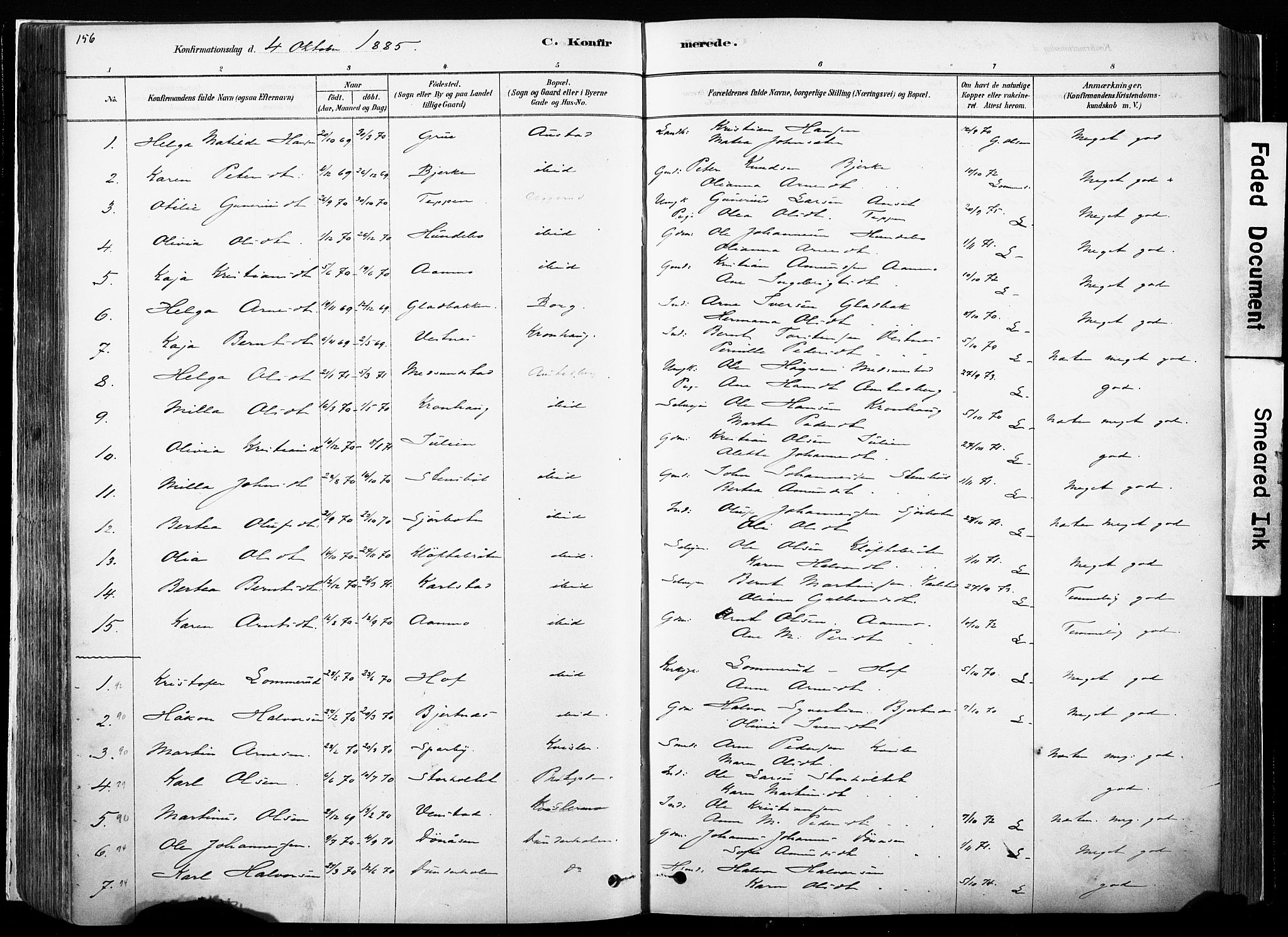 Hof prestekontor, AV/SAH-PREST-038/H/Ha/Haa/L0010: Parish register (official) no. 10, 1878-1909, p. 156