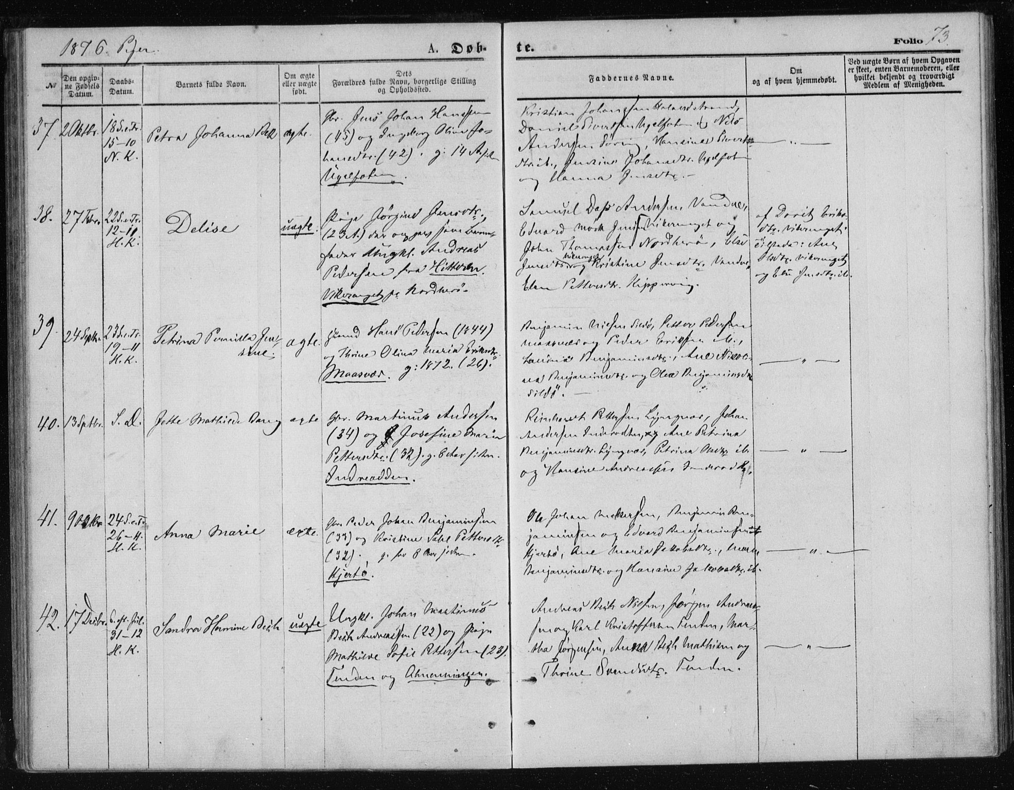 Ministerialprotokoller, klokkerbøker og fødselsregistre - Nordland, AV/SAT-A-1459/834/L0506: Parish register (official) no. 834A04, 1872-1878, p. 73