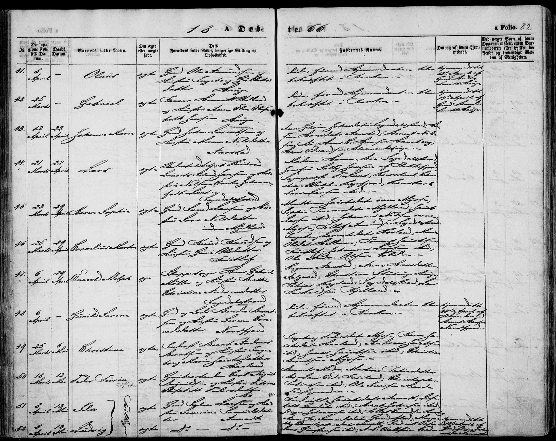 Sokndal sokneprestkontor, AV/SAST-A-101808: Parish register (official) no. A 9, 1857-1874, p. 82