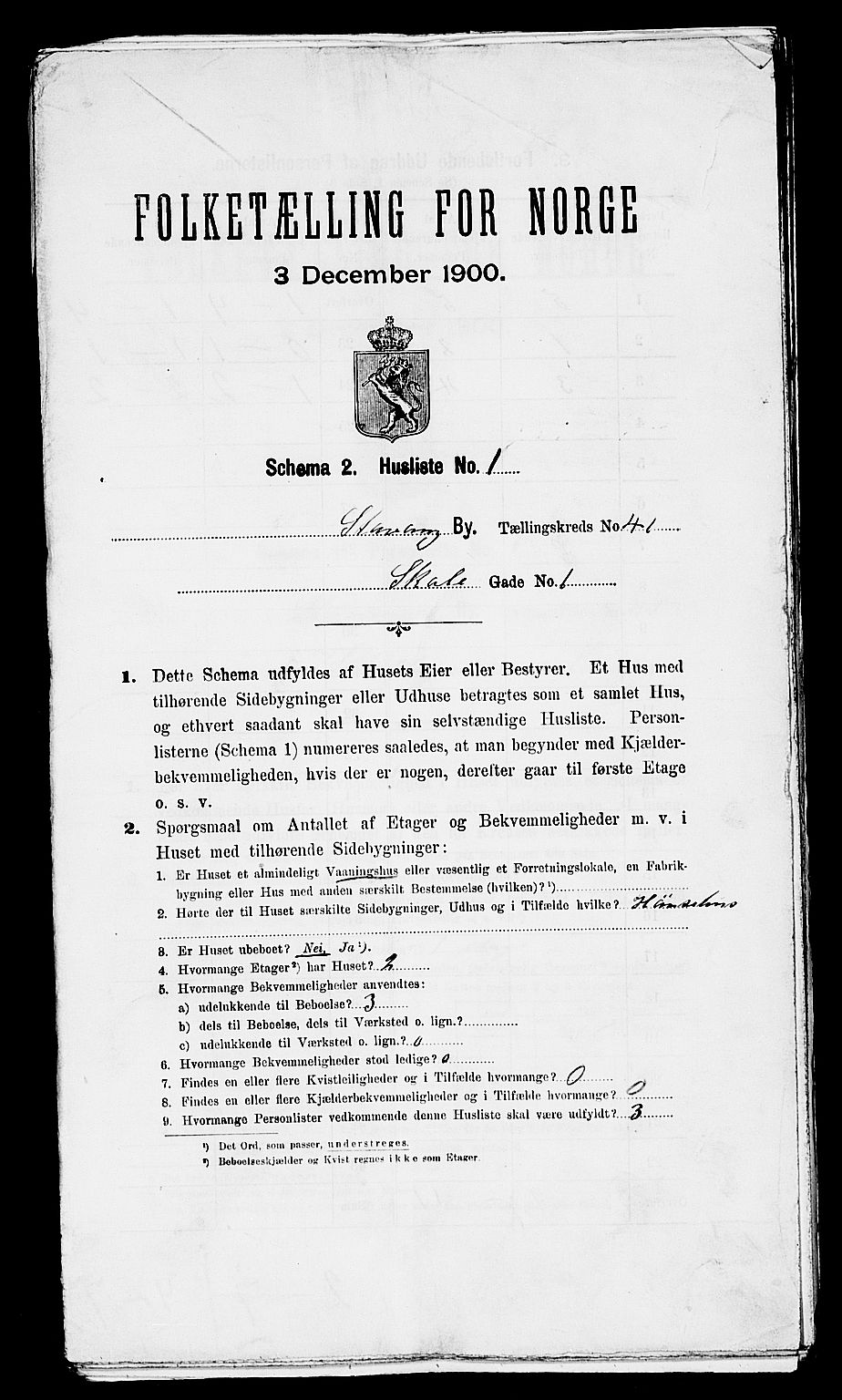 SAST, 1900 census for Stavanger, 1900, p. 14692