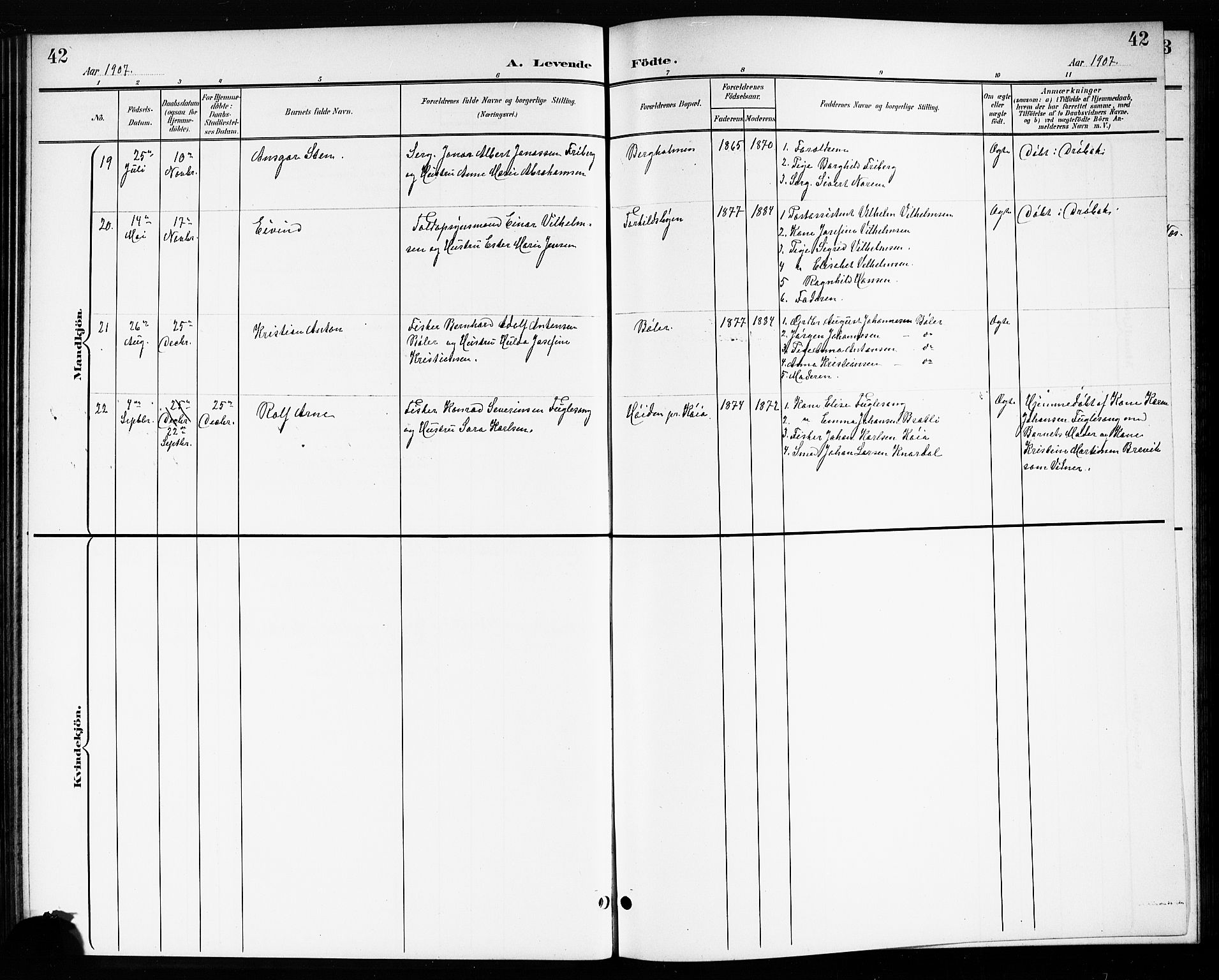 Drøbak prestekontor Kirkebøker, AV/SAO-A-10142a/G/Gb/L0001: Parish register (copy) no. II 1, 1901-1919, p. 42