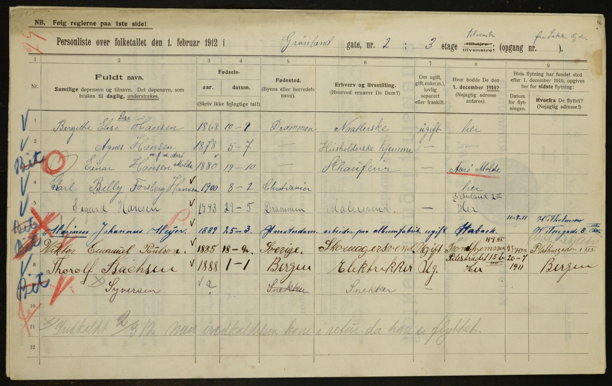 OBA, Municipal Census 1912 for Kristiania, 1912, p. 30991