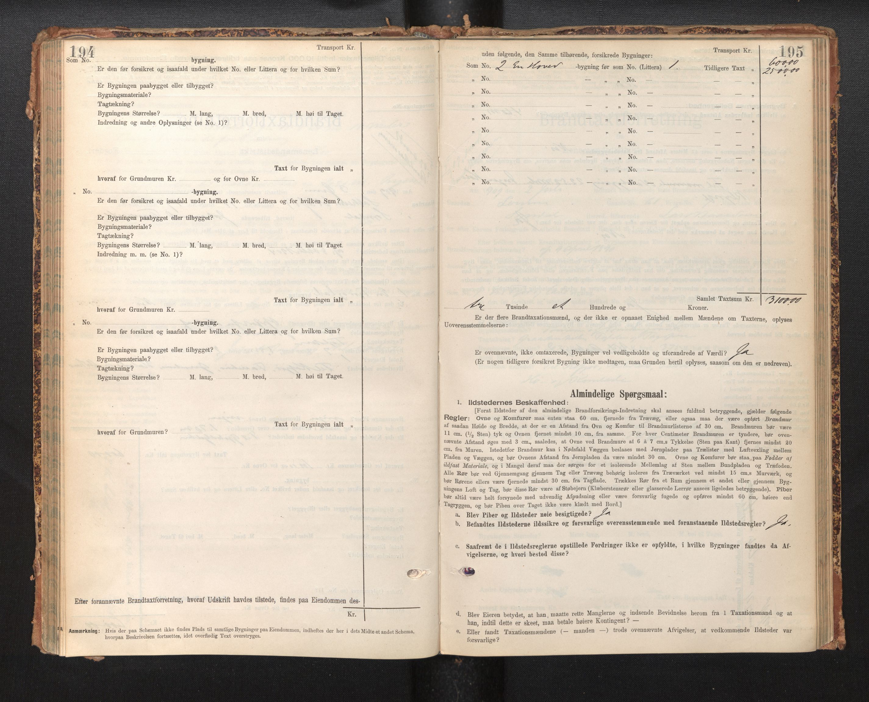 Lensmannen i Sogndal, AV/SAB-A-29901/0012/L0009: Branntakstprotokoll, skjematakst, 1901-1914, p. 194-195