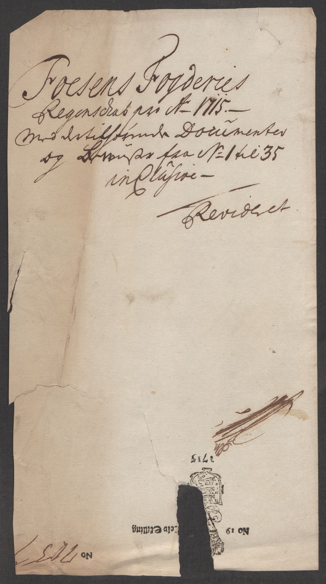 Rentekammeret inntil 1814, Reviderte regnskaper, Fogderegnskap, RA/EA-4092/R57/L3863: Fogderegnskap Fosen, 1715, p. 3