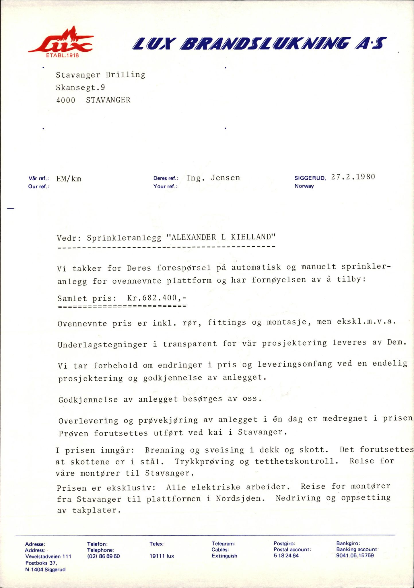 Pa 1503 - Stavanger Drilling AS, AV/SAST-A-101906/2/E/Eb/Eba/L0004: Sak og korrespondanse, 1976-1980