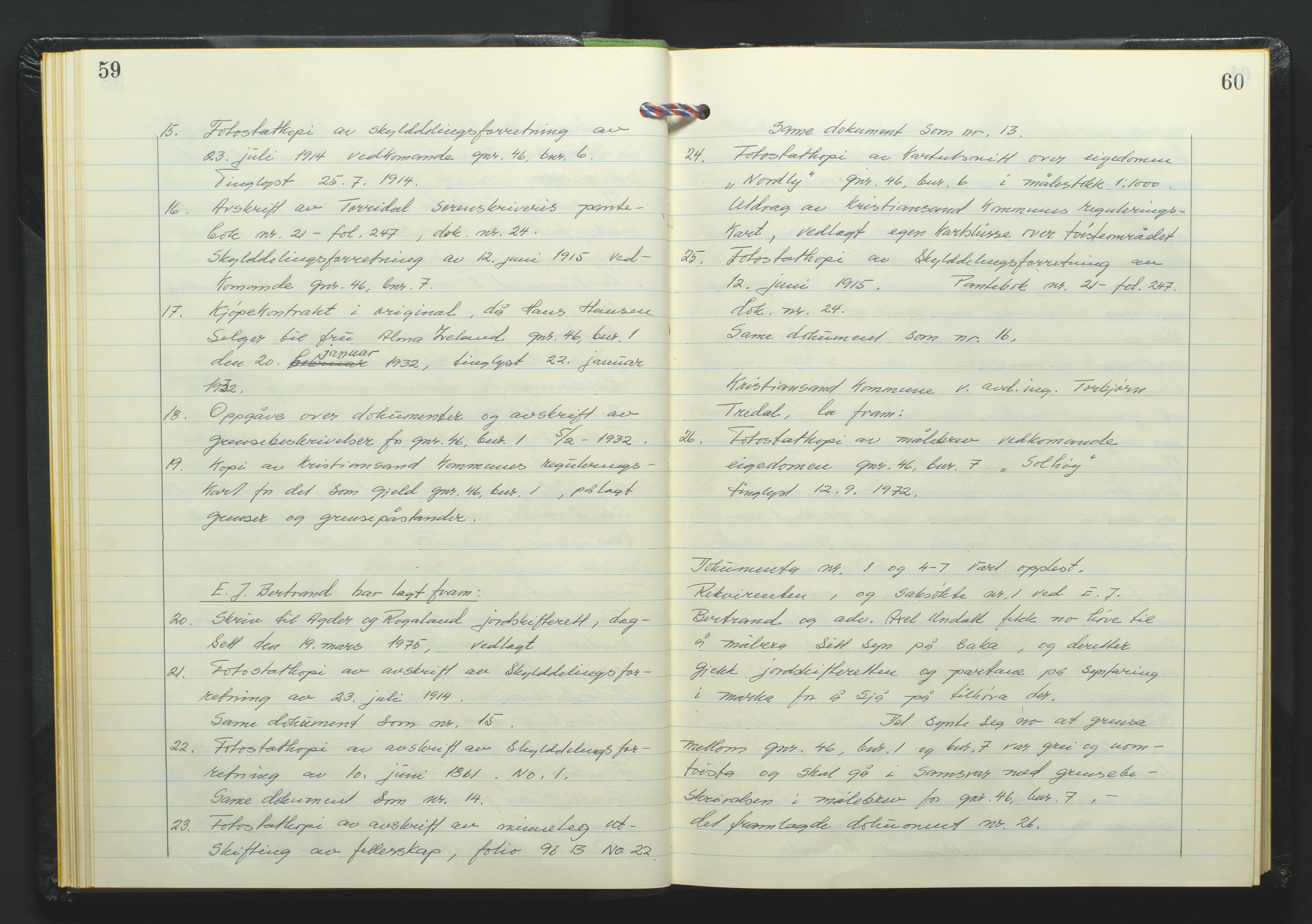 Marnar jordskifterett, AV/SAK-1541-0006/F/Fa/L0006: Jordskifterettsbok Kristiansand domssokn (Kr6), 1974-1978, p. 59-60