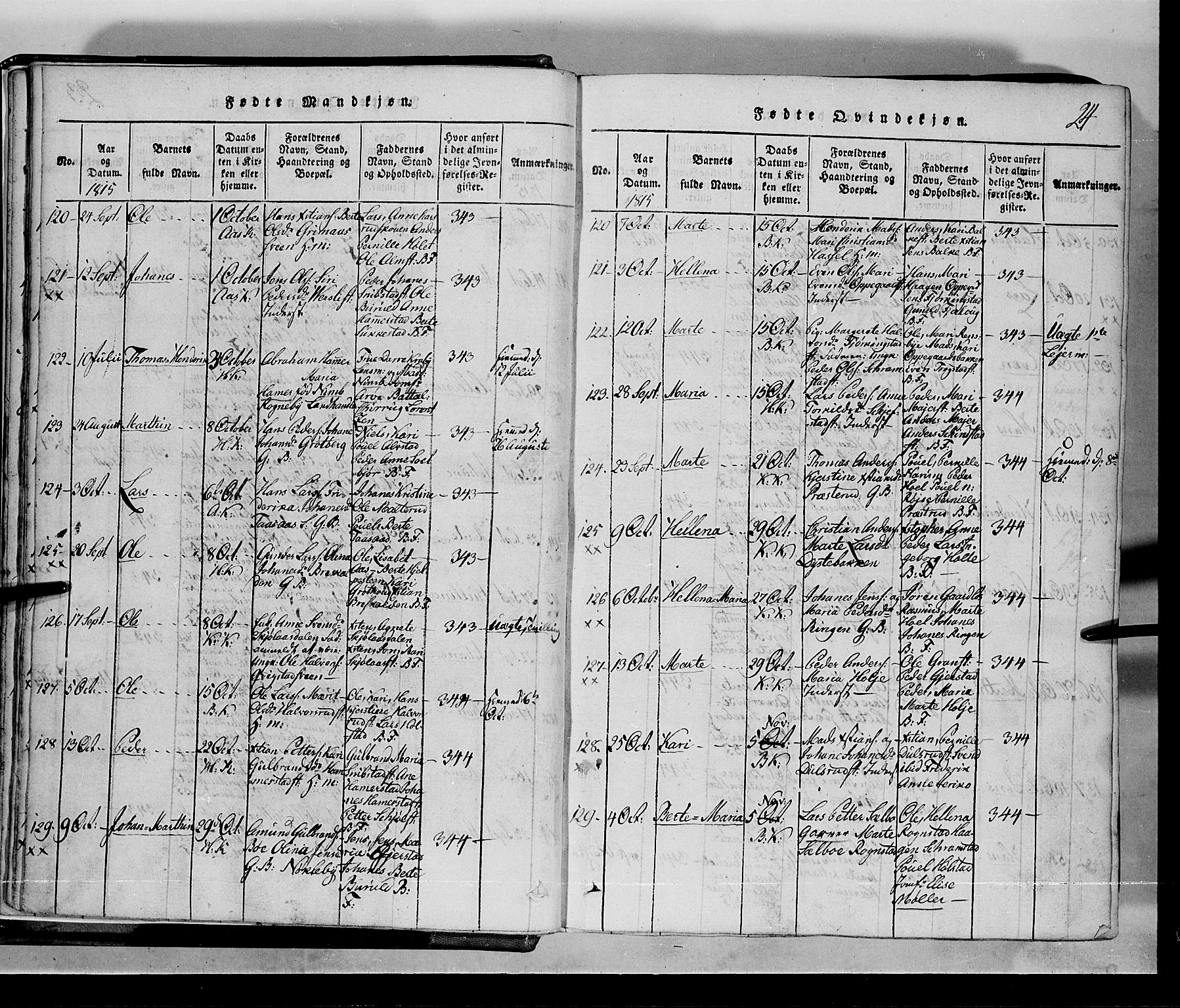 Toten prestekontor, SAH/PREST-102/H/Ha/Hab/L0001: Parish register (copy) no. 1, 1814-1820, p. 24