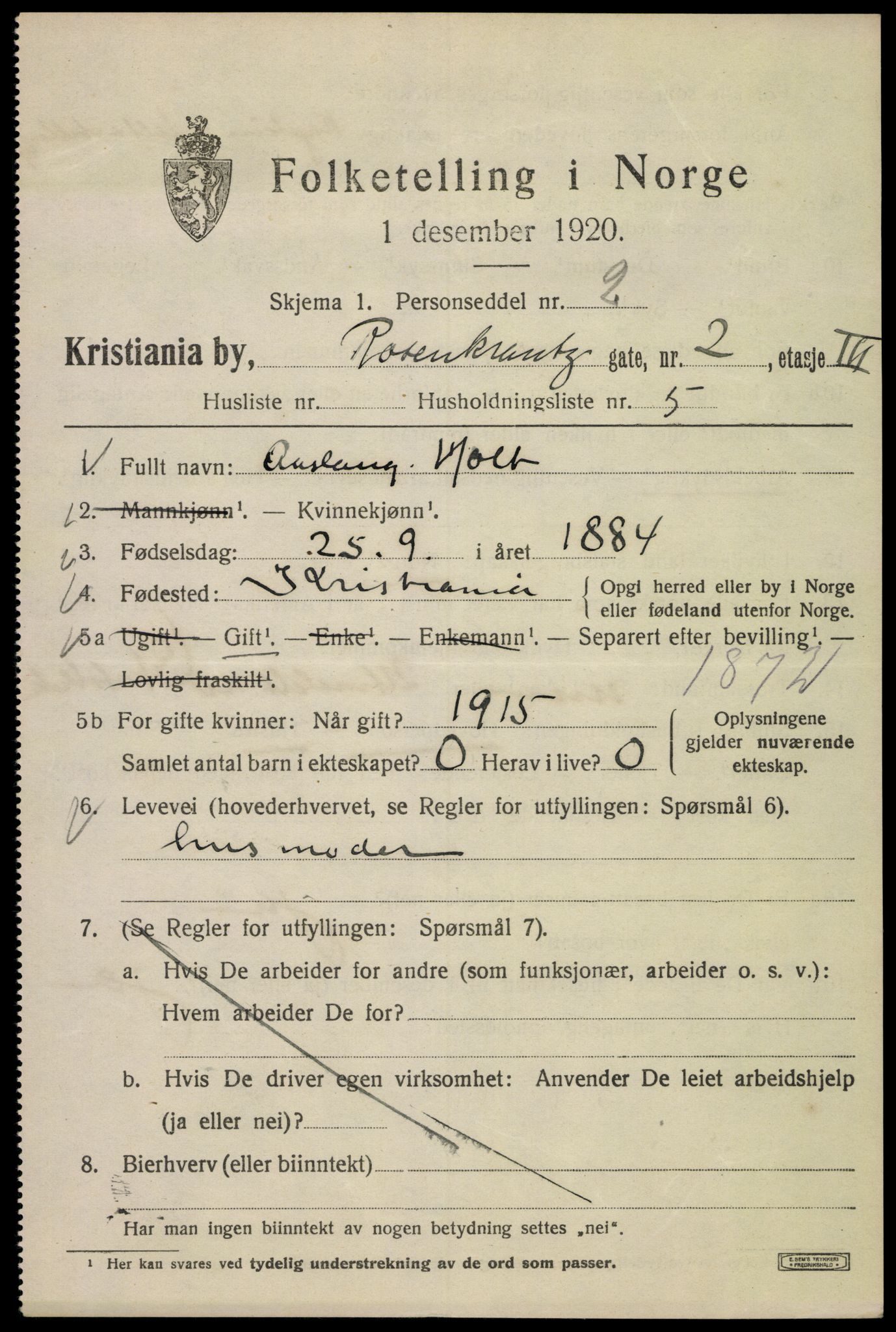 SAO, 1920 census for Kristiania, 1920, p. 466635