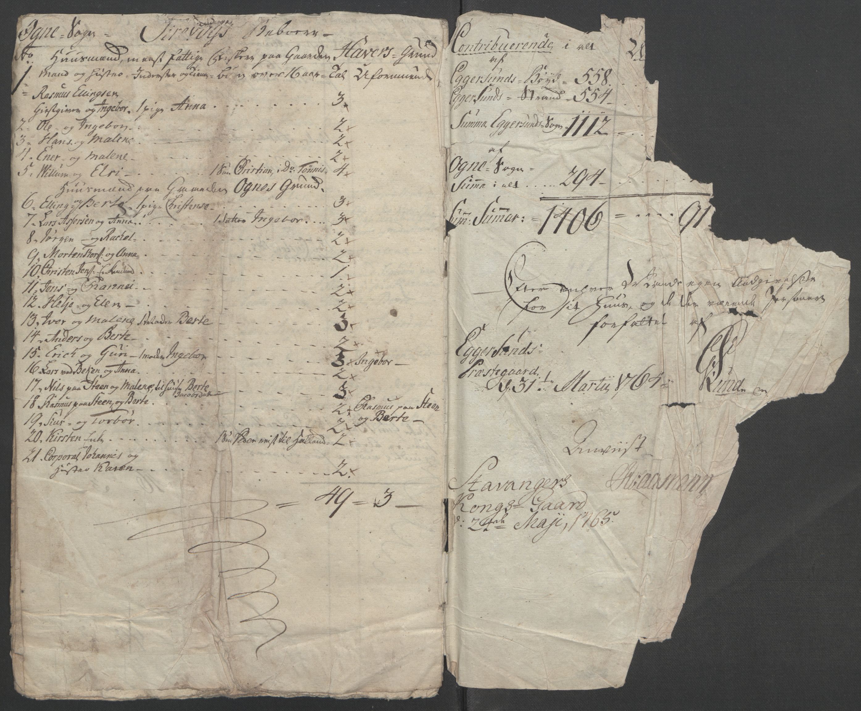 Rentekammeret inntil 1814, Reviderte regnskaper, Fogderegnskap, RA/EA-4092/R46/L2835: Ekstraskatten Jæren og Dalane, 1762-1764, p. 267