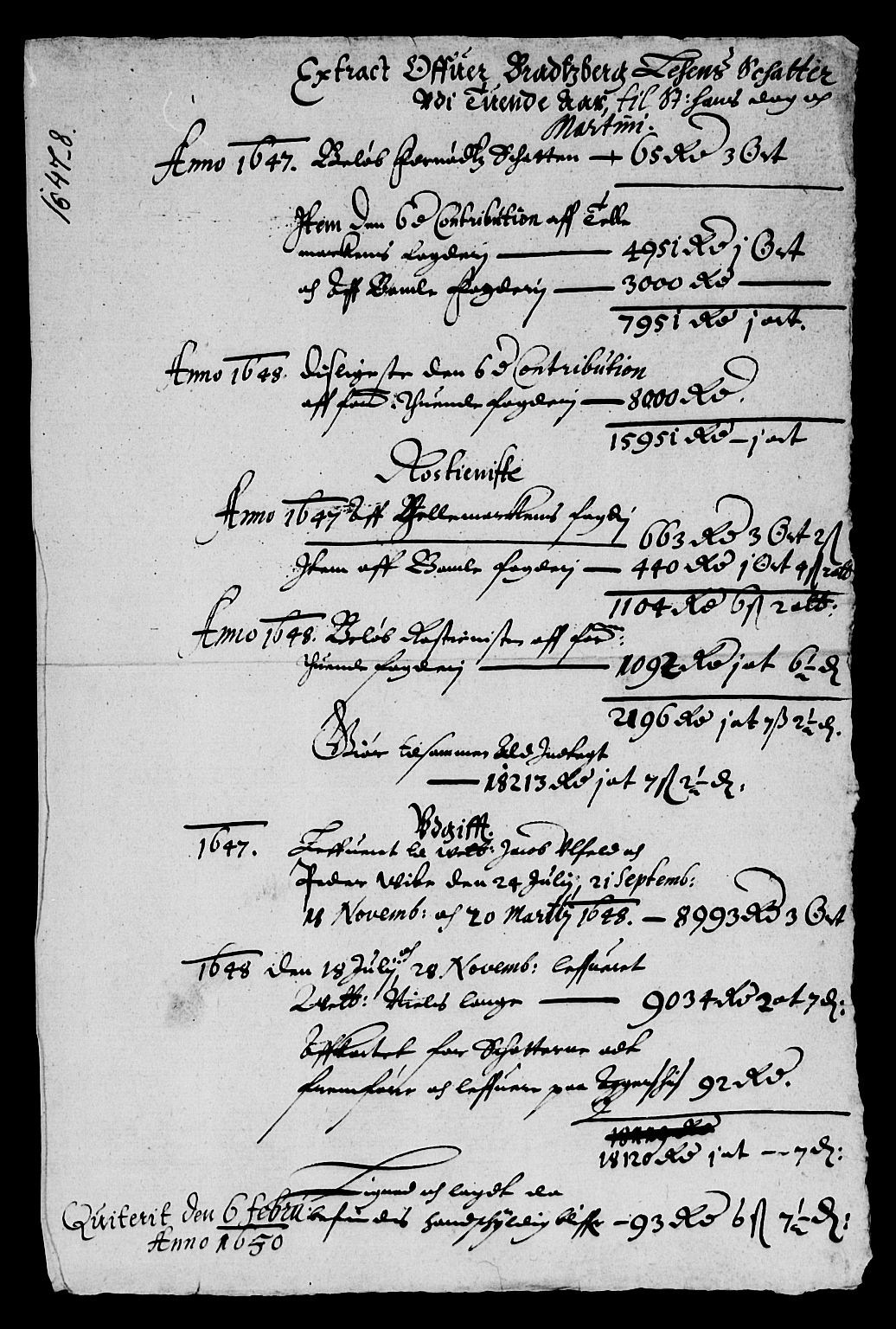 Rentekammeret inntil 1814, Reviderte regnskaper, Lensregnskaper, RA/EA-5023/R/Rb/Rbp/L0035: Bratsberg len, 1648-1650
