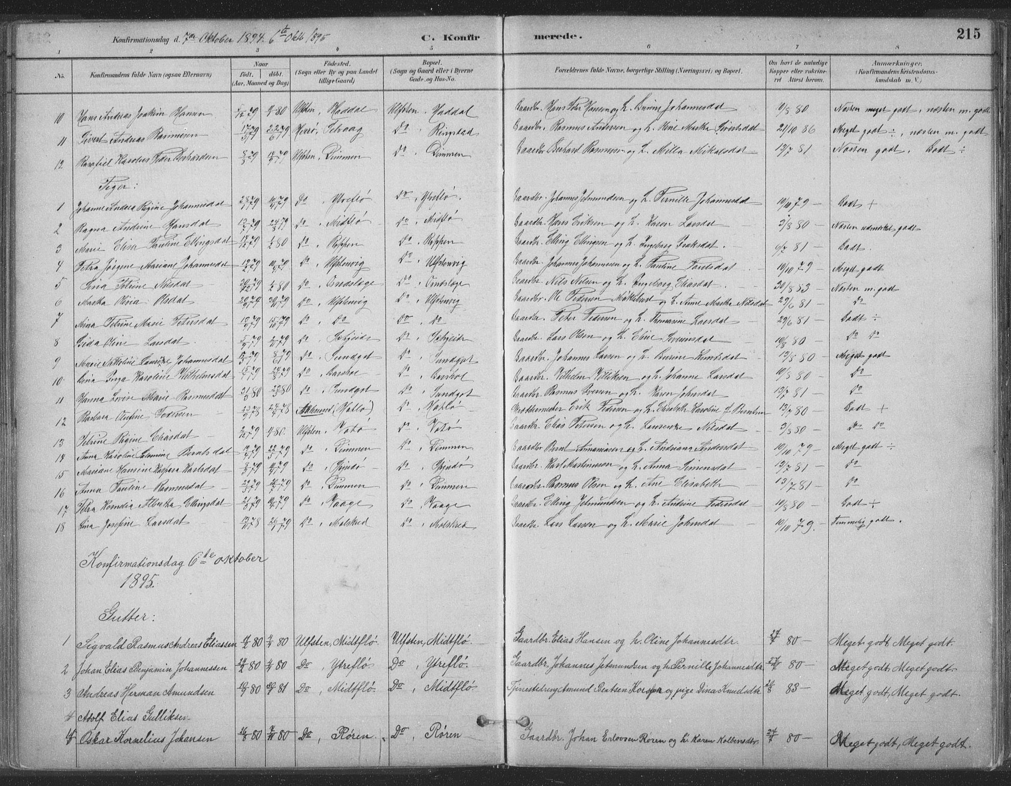 Ministerialprotokoller, klokkerbøker og fødselsregistre - Møre og Romsdal, AV/SAT-A-1454/509/L0106: Parish register (official) no. 509A04, 1883-1922, p. 215