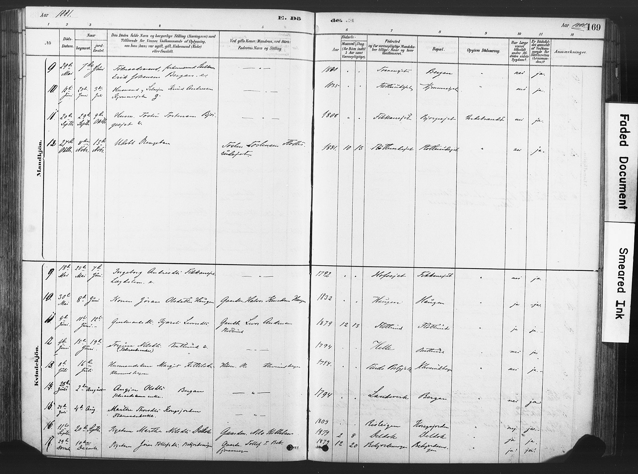 Rollag kirkebøker, SAKO/A-240/F/Fa/L0011: Parish register (official) no. I 11, 1878-1902, p. 169