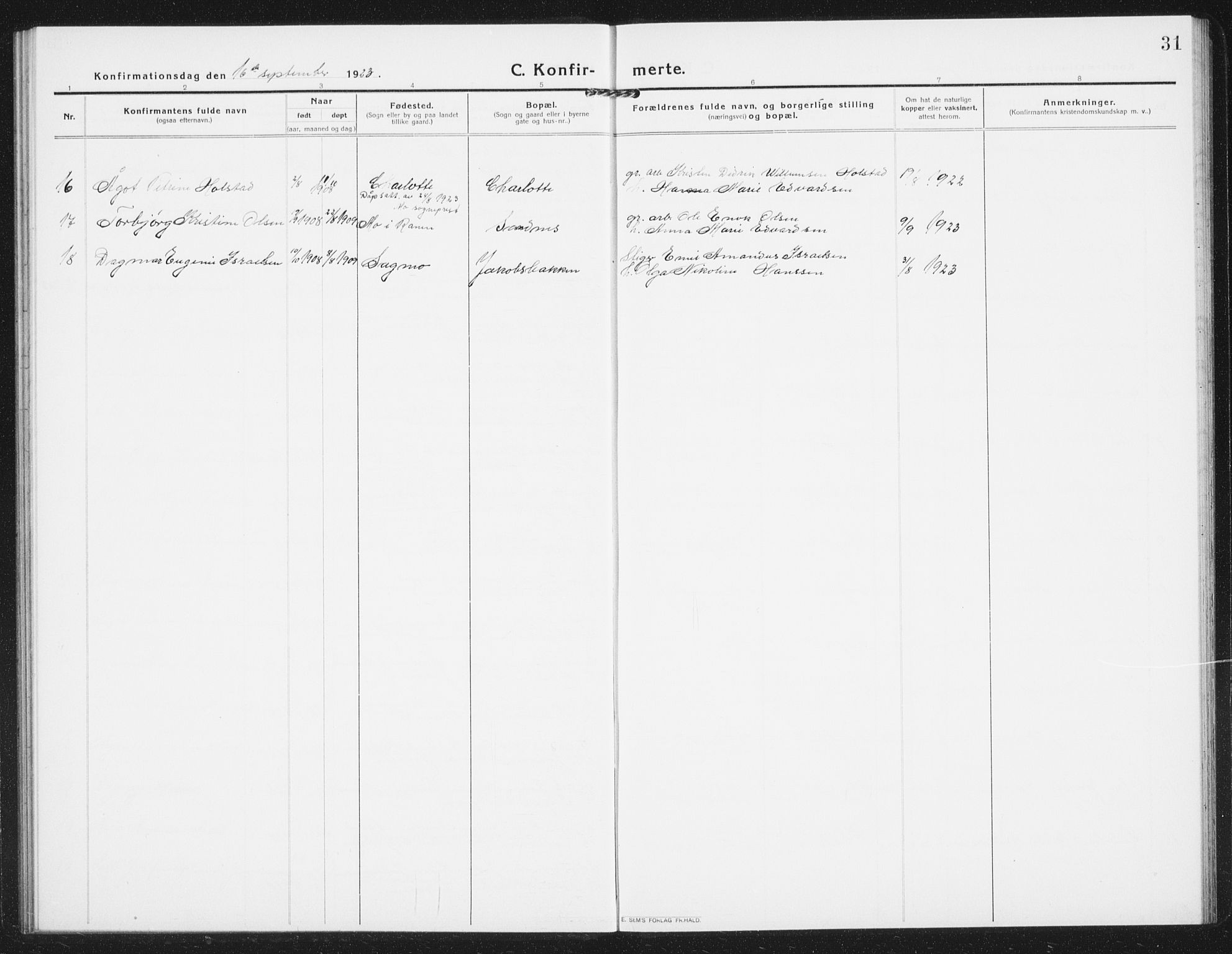 Ministerialprotokoller, klokkerbøker og fødselsregistre - Nordland, SAT/A-1459/850/L0717: Parish register (copy) no. 850C01, 1915-1941, p. 31