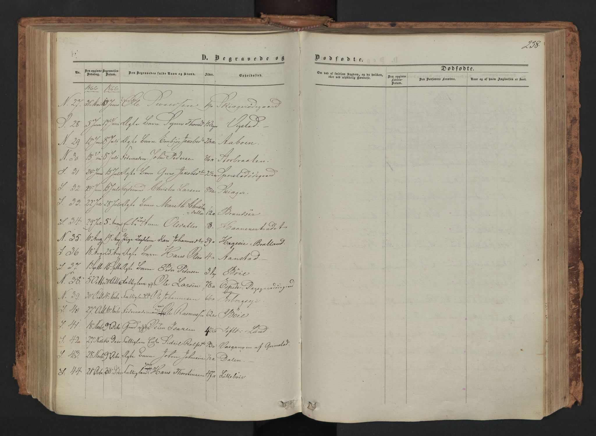 Skjåk prestekontor, SAH/PREST-072/H/Ha/Haa/L0001: Parish register (official) no. 1, 1863-1879, p. 238