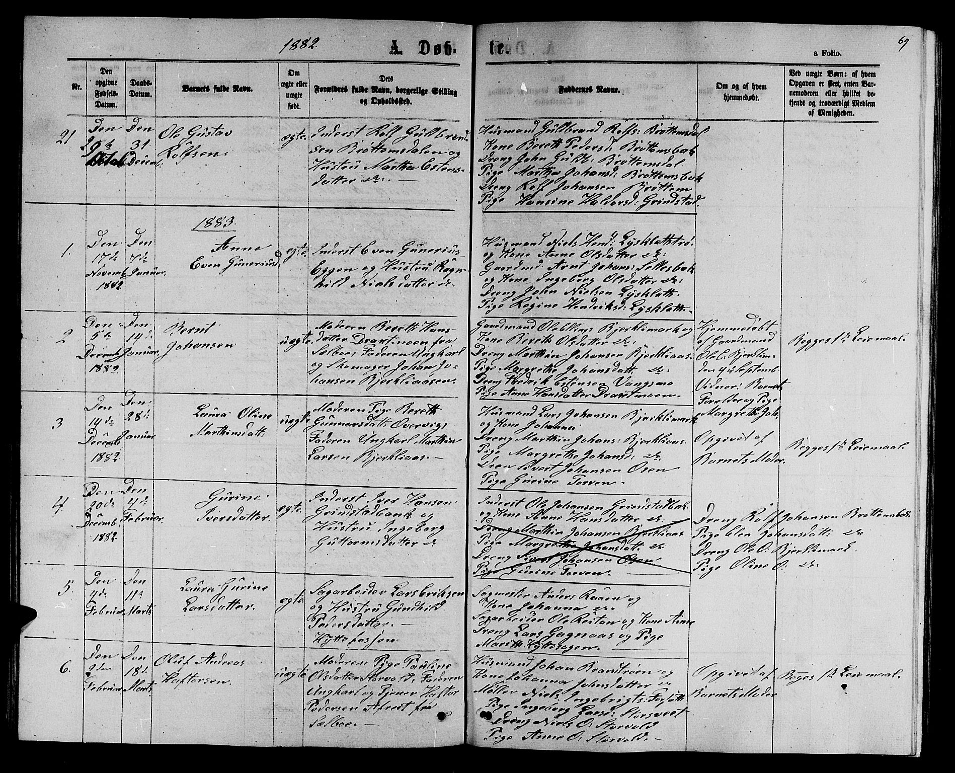Ministerialprotokoller, klokkerbøker og fødselsregistre - Sør-Trøndelag, SAT/A-1456/618/L0451: Parish register (copy) no. 618C02, 1865-1883, p. 69