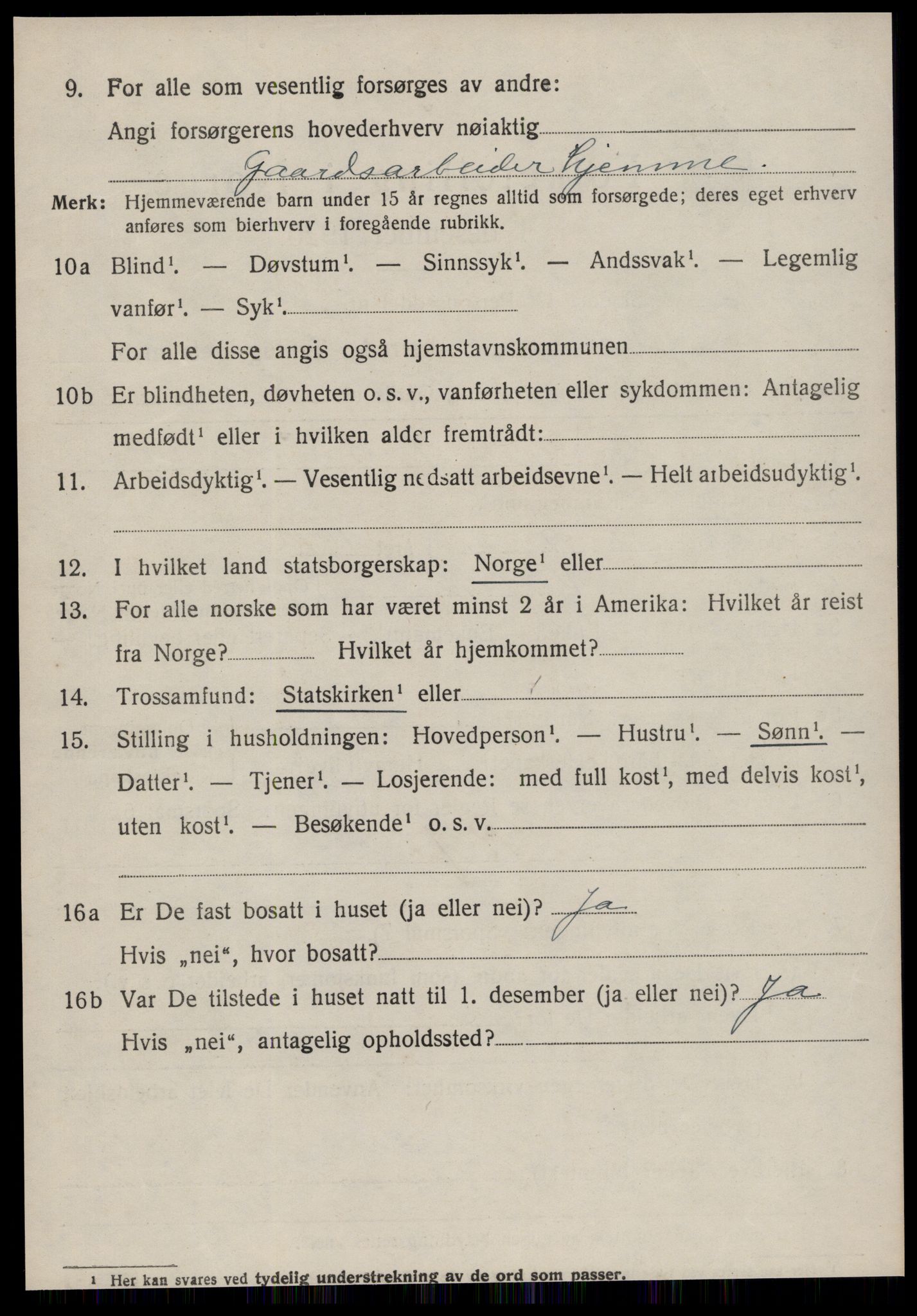 SAT, 1920 census for Volda, 1920, p. 8295