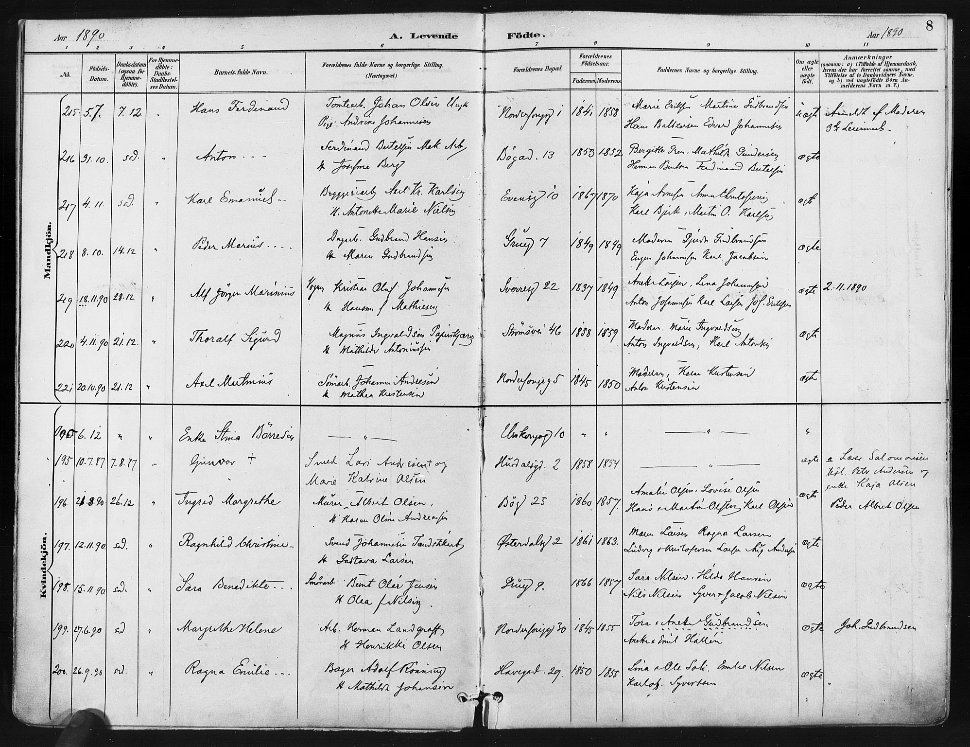 Kampen prestekontor Kirkebøker, SAO/A-10853/F/Fa/L0005: Parish register (official) no. I 5, 1890-1902, p. 8