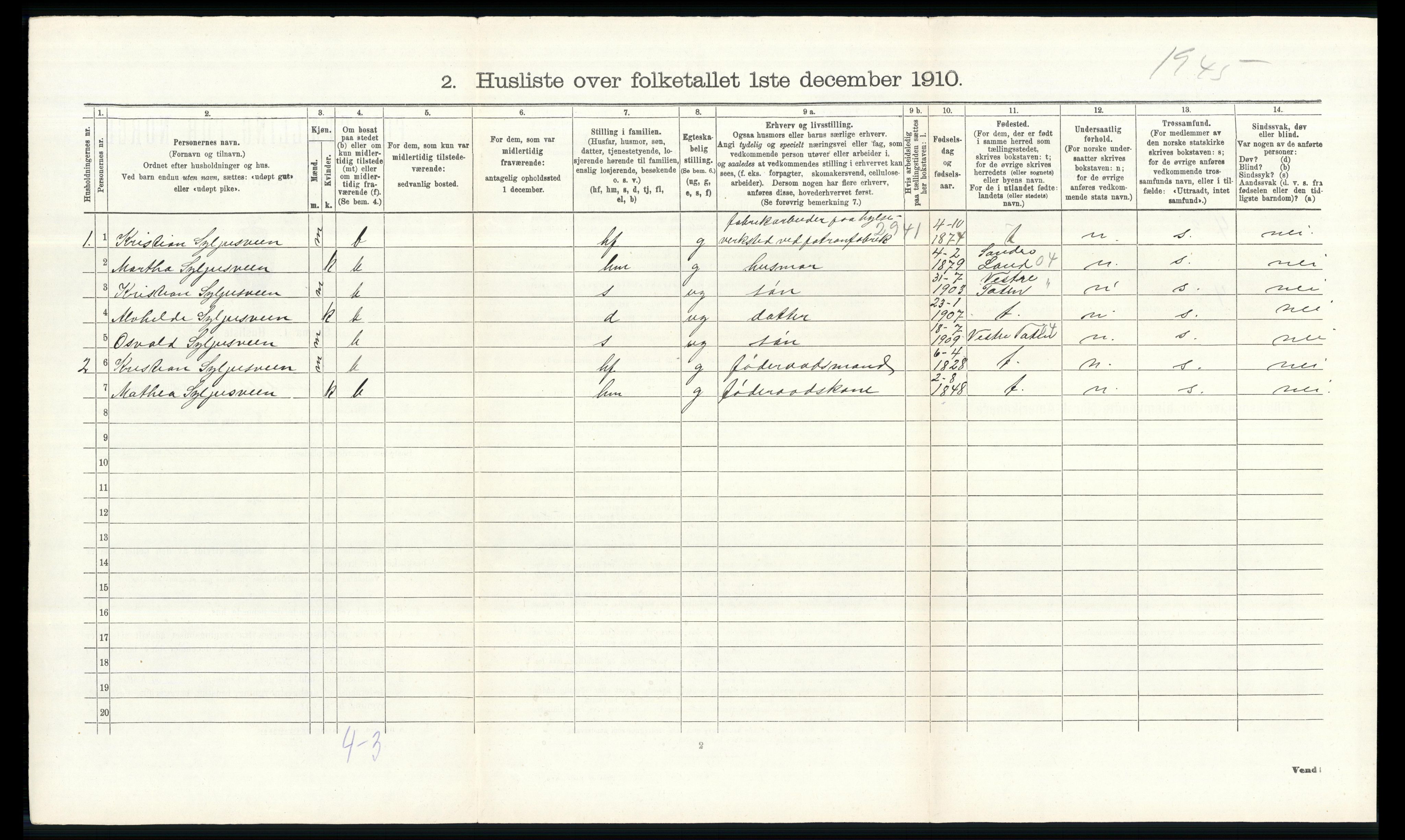 RA, 1910 census for Vardal, 1910, p. 707