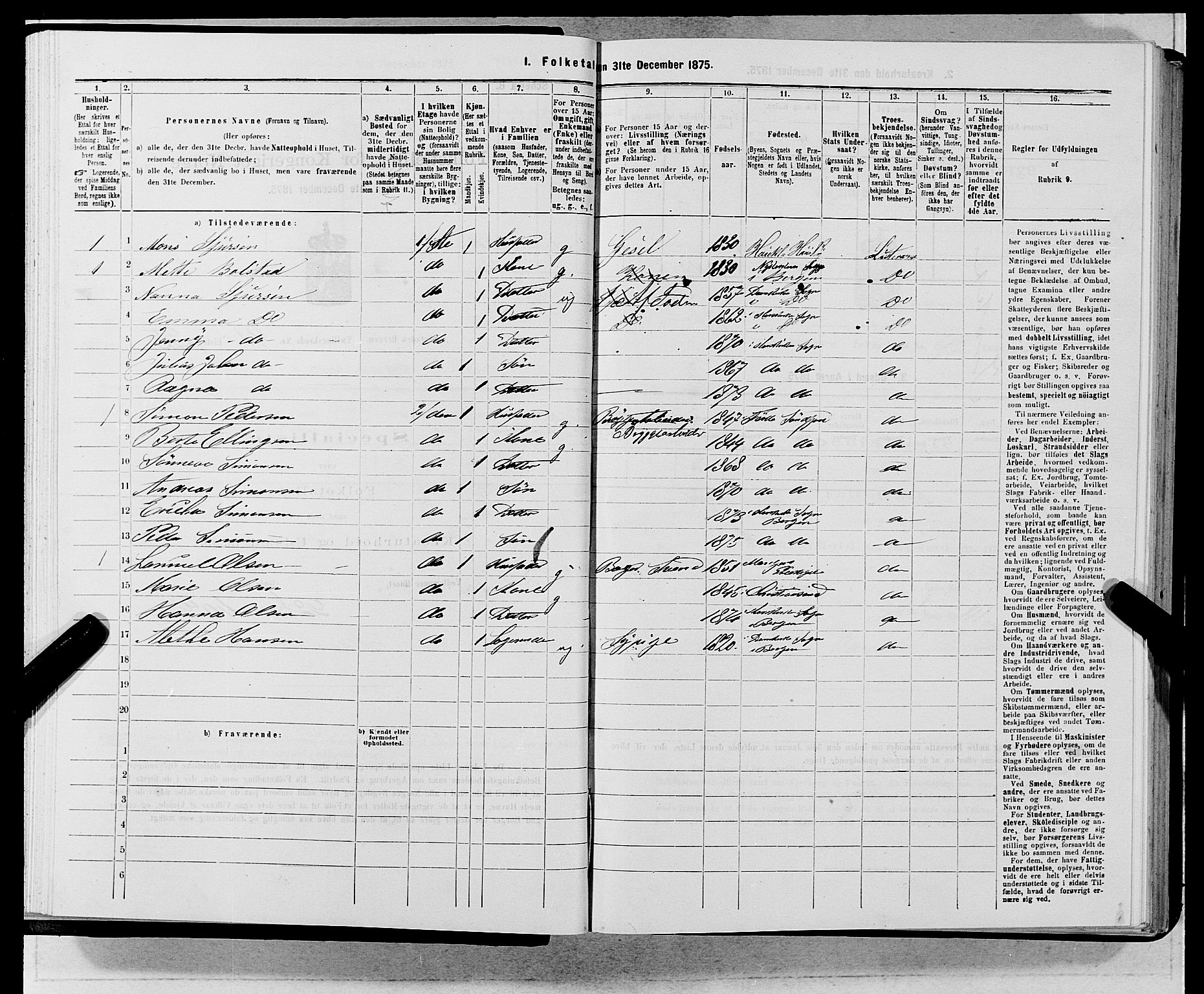 SAB, 1875 census for 1301 Bergen, 1875, p. 4941