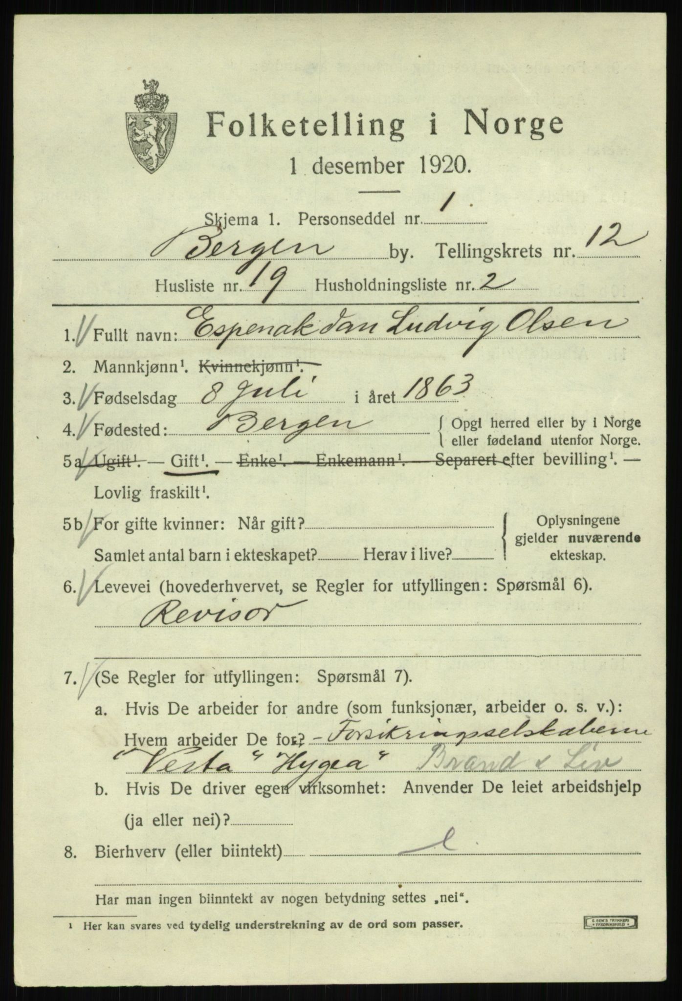 SAB, 1920 census for Bergen, 1920, p. 74260