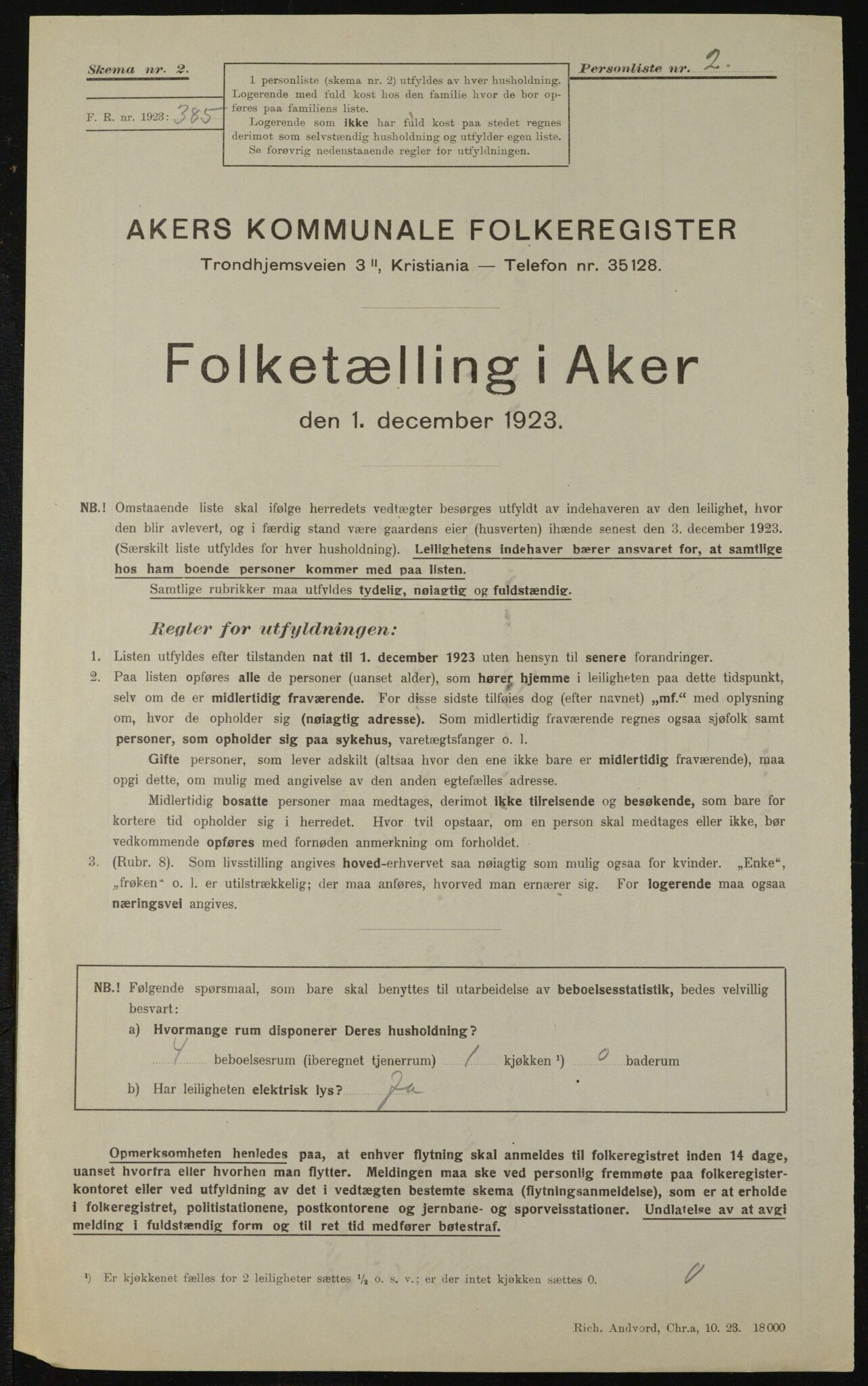 , Municipal Census 1923 for Aker, 1923, p. 9656