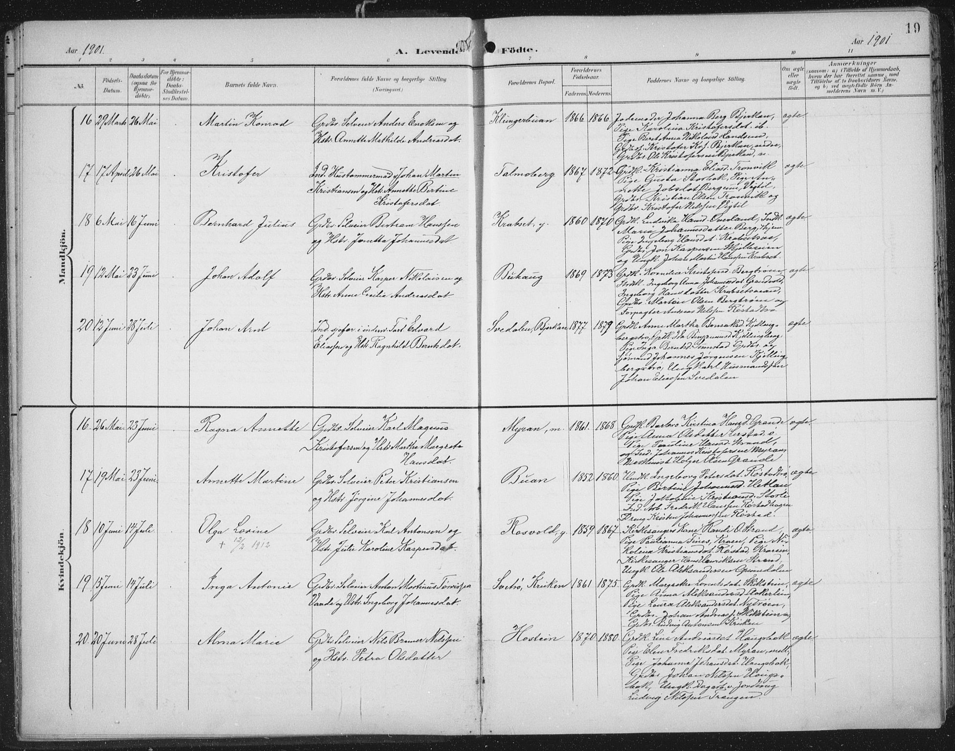 Ministerialprotokoller, klokkerbøker og fødselsregistre - Nord-Trøndelag, AV/SAT-A-1458/701/L0011: Parish register (official) no. 701A11, 1899-1915, p. 19