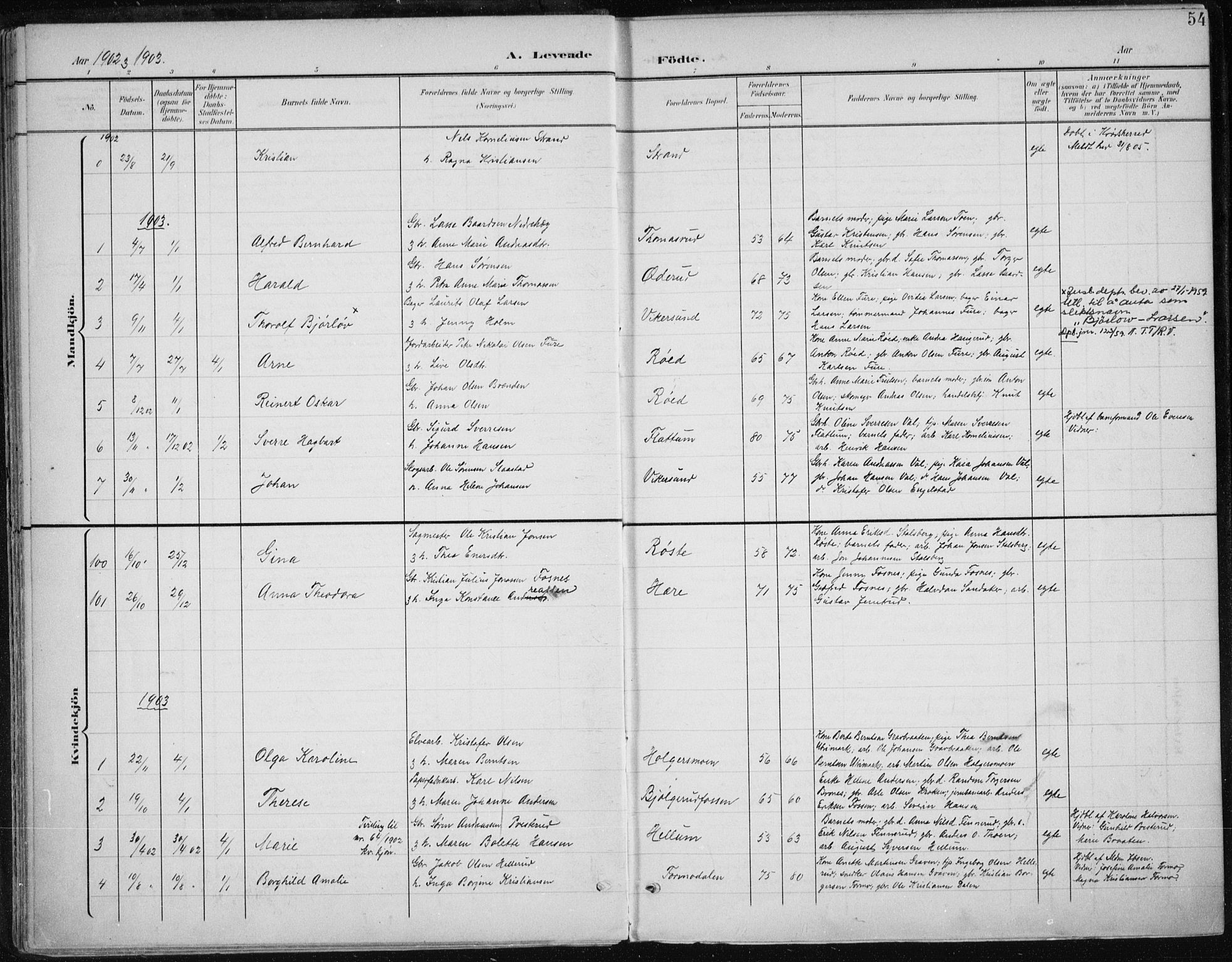 Modum kirkebøker, AV/SAKO-A-234/F/Fa/L0013: Parish register (official) no. 13, 1899-1907, p. 54