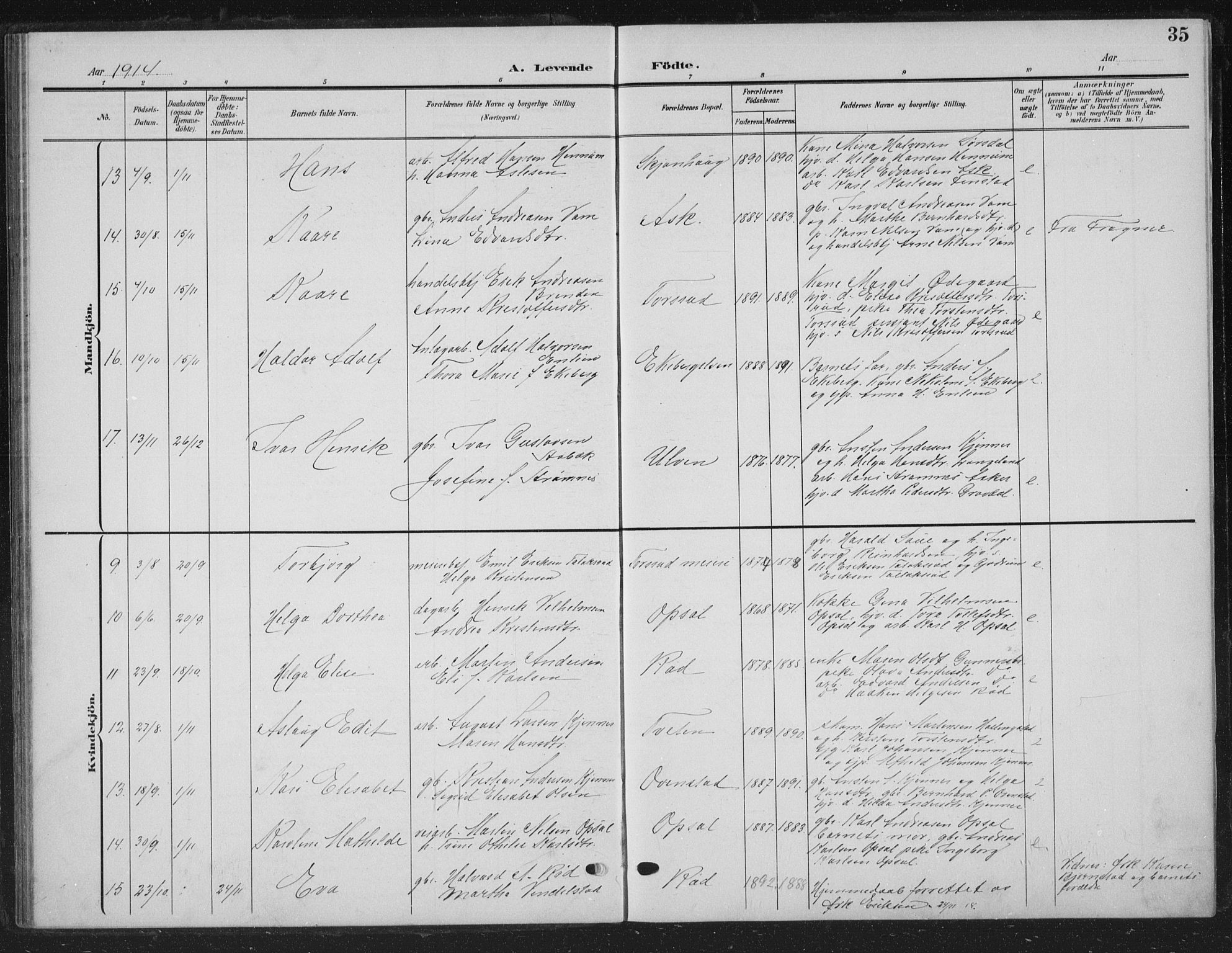 Lier kirkebøker, AV/SAKO-A-230/G/Gc/L0002: Parish register (copy) no. III 2, 1903-1938, p. 35