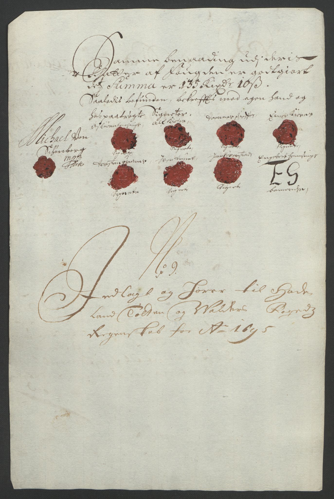 Rentekammeret inntil 1814, Reviderte regnskaper, Fogderegnskap, RA/EA-4092/R18/L1293: Fogderegnskap Hadeland, Toten og Valdres, 1695, p. 165