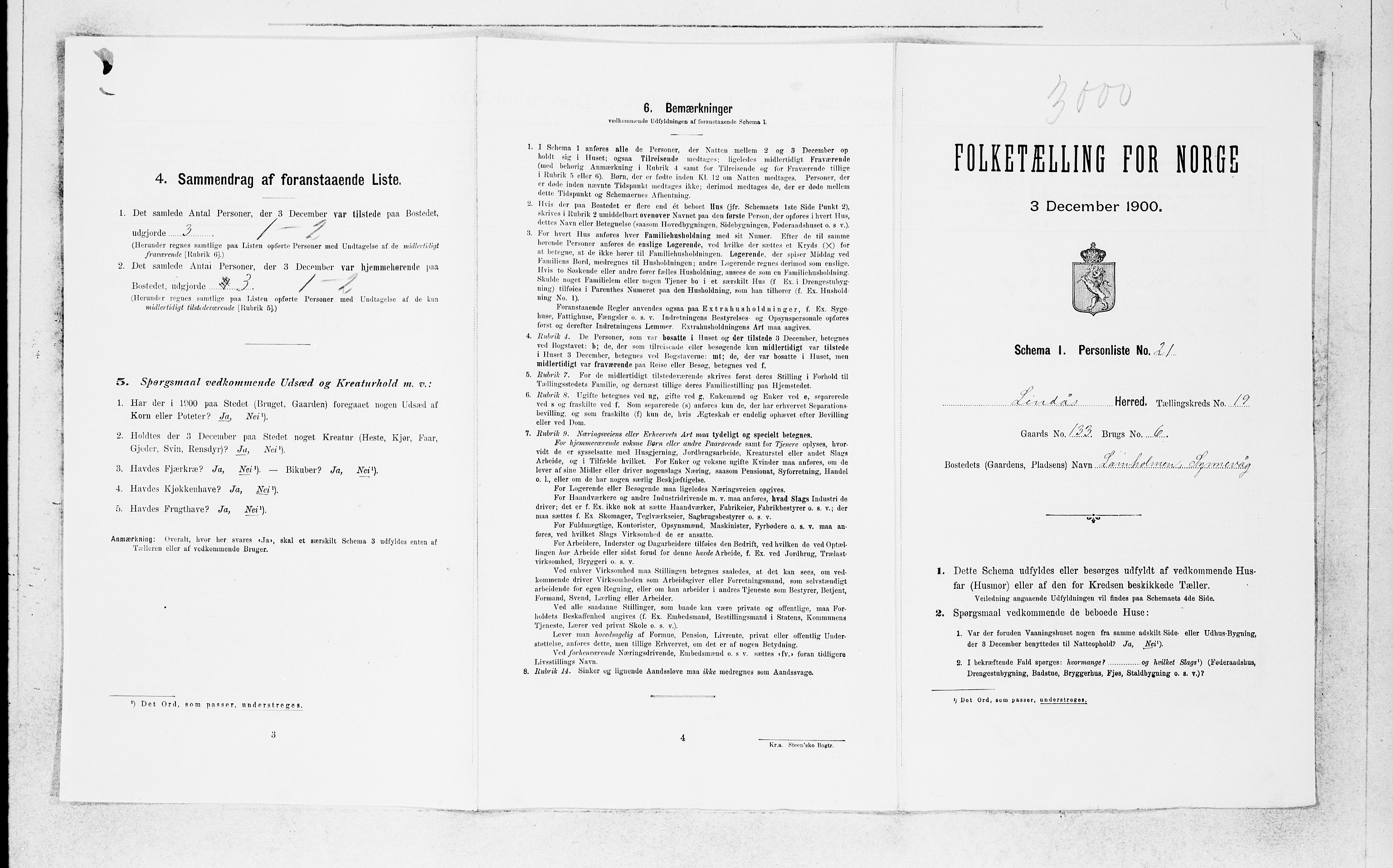 SAB, 1900 census for Lindås, 1900, p. 1553