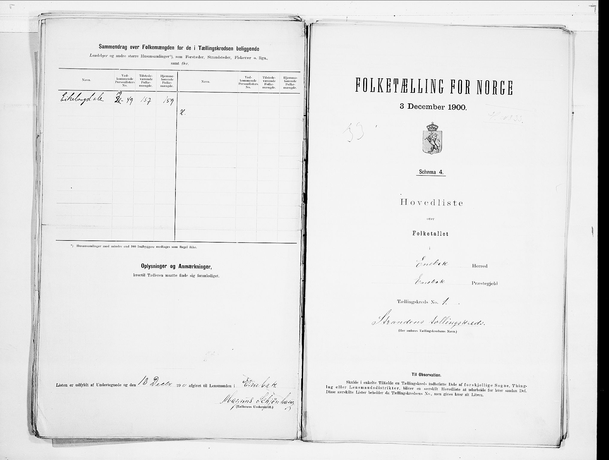 SAO, 1900 census for Enebakk, 1900, p. 6