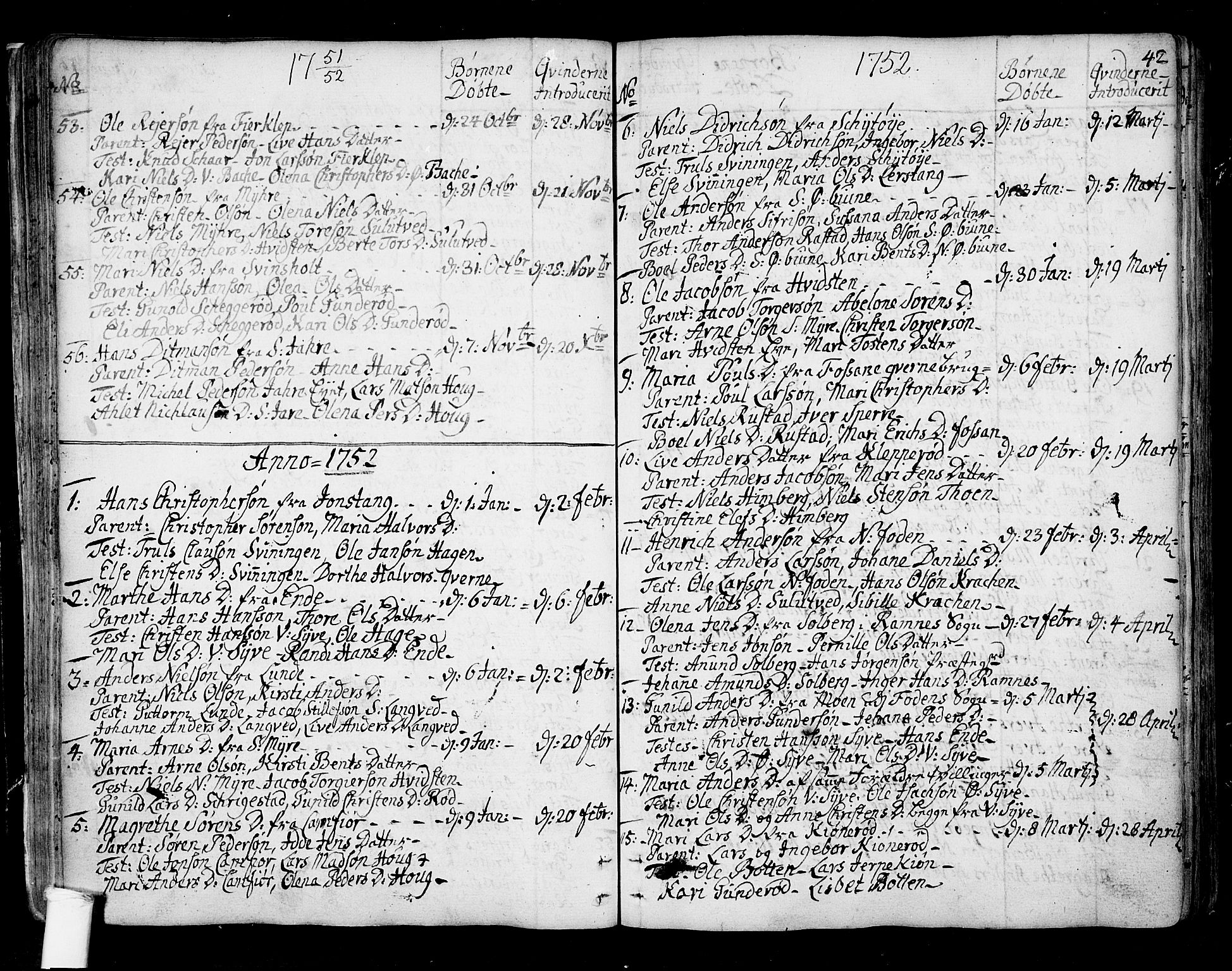 Ramnes kirkebøker, SAKO/A-314/F/Fa/L0001: Parish register (official) no. I 1, 1732-1774, p. 42