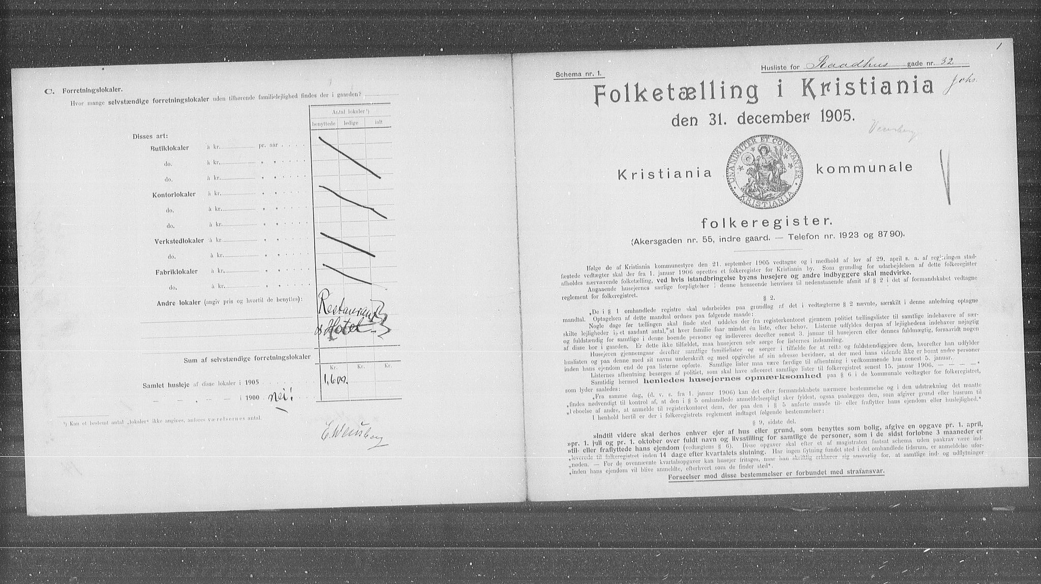 OBA, Municipal Census 1905 for Kristiania, 1905, p. 43670