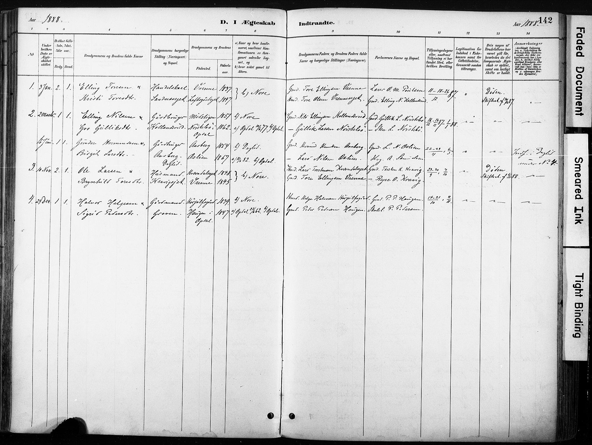 Nore kirkebøker, SAKO/A-238/F/Fb/L0002: Parish register (official) no. II 2, 1886-1906, p. 142