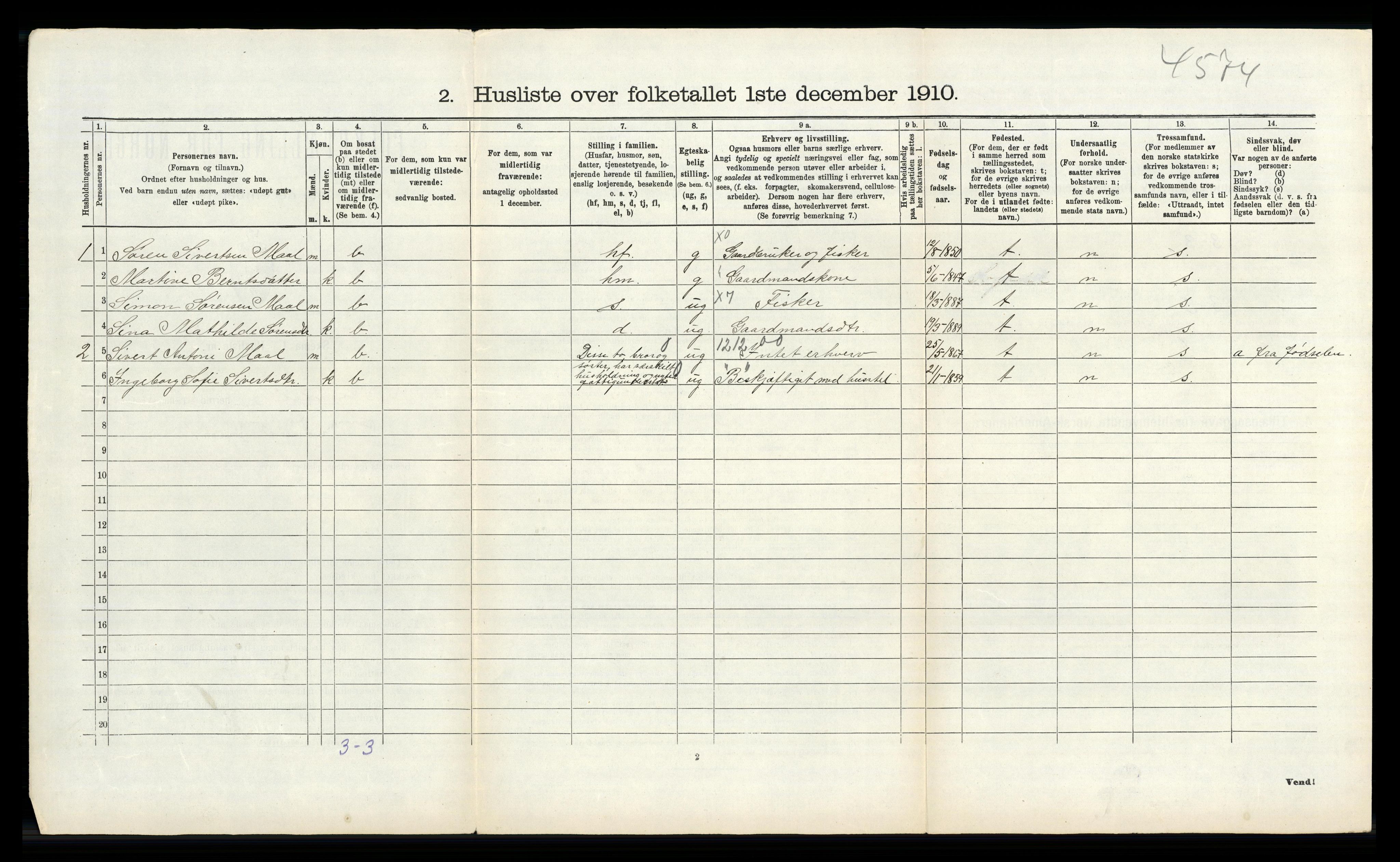 RA, 1910 census for Sokndal, 1910, p. 127