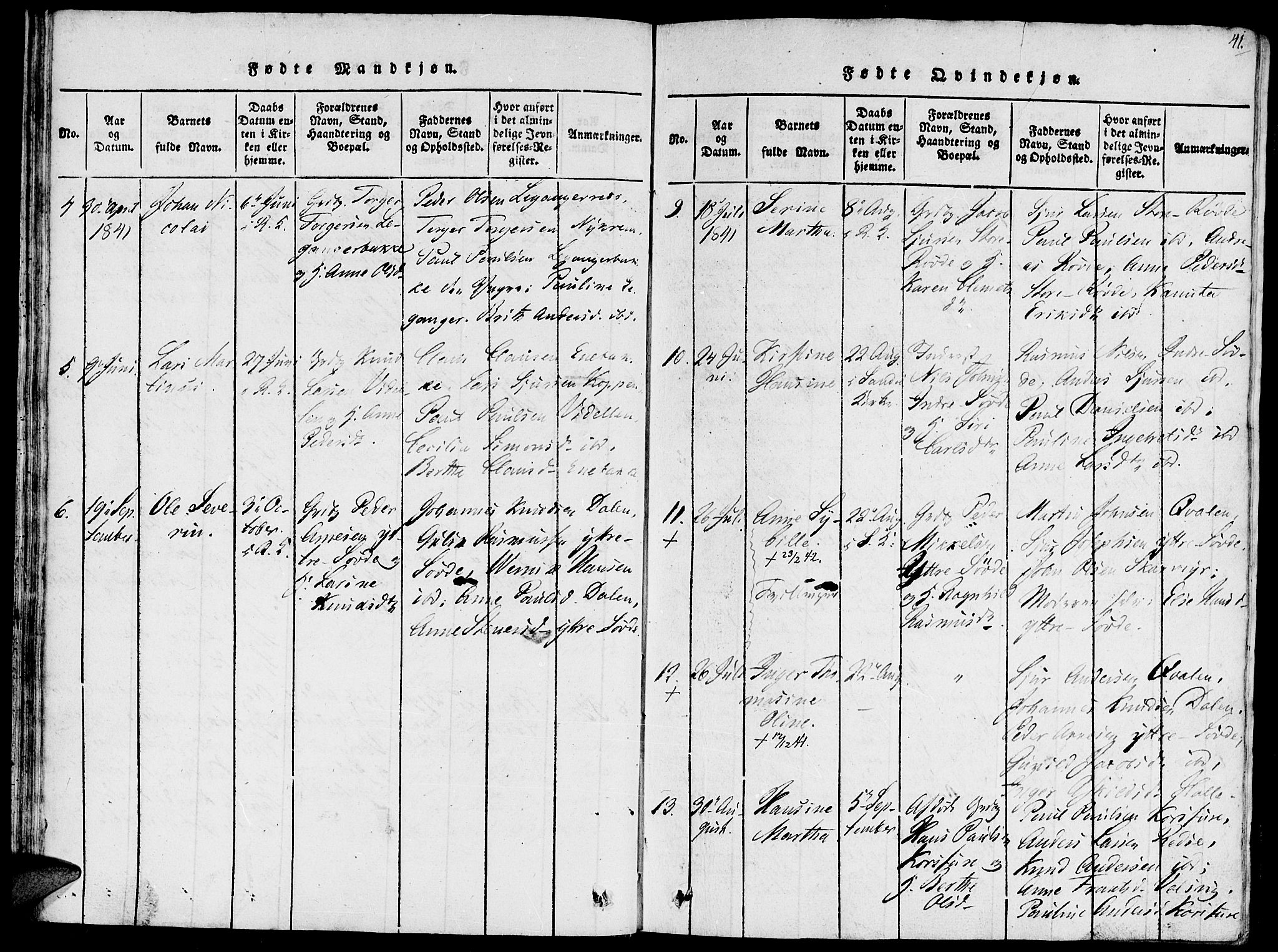 Ministerialprotokoller, klokkerbøker og fødselsregistre - Møre og Romsdal, SAT/A-1454/504/L0054: Parish register (official) no. 504A01, 1816-1861, p. 41